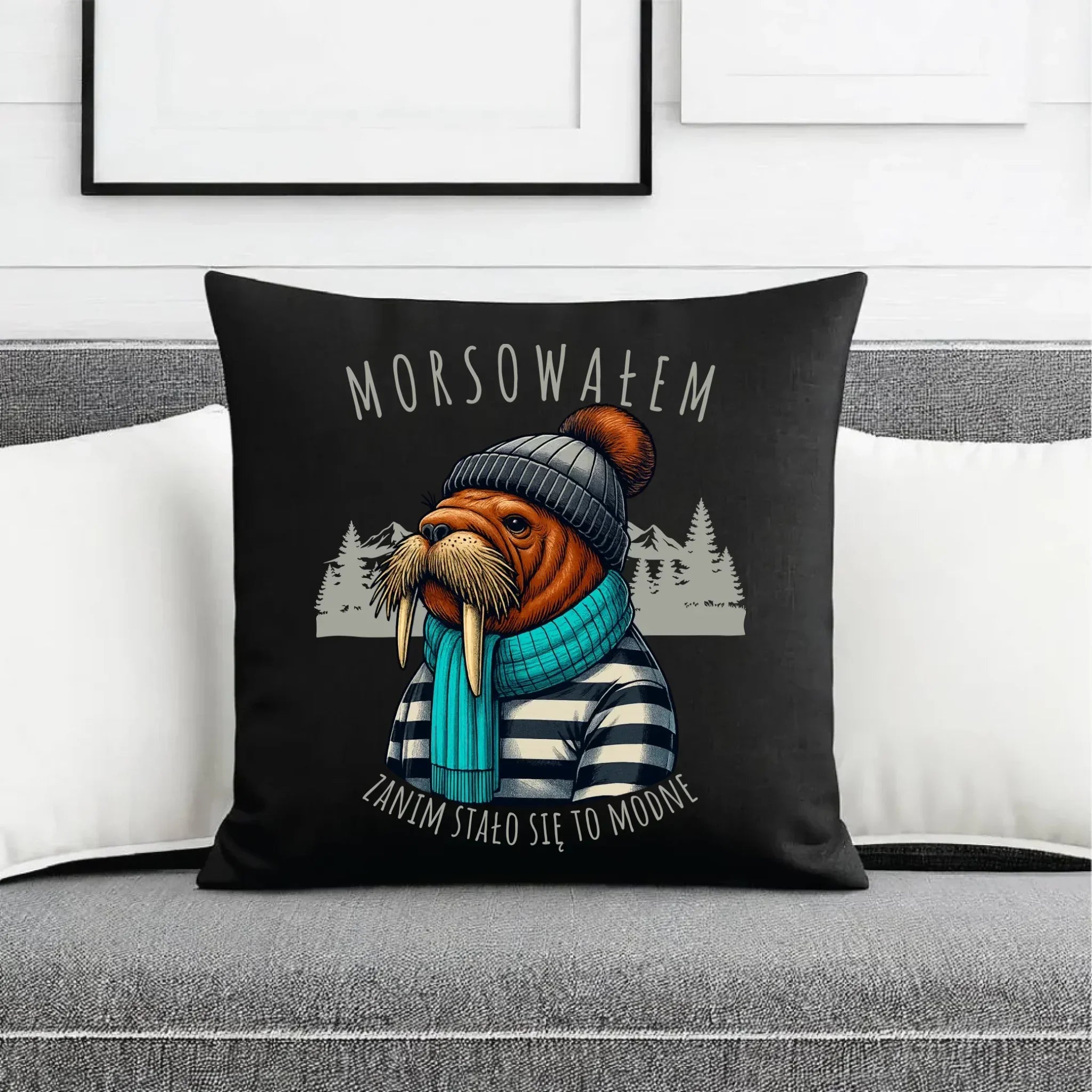 Poduszka dekoracyjna - prezent dla morsa - Morsowałem zanim stało się to modne - Mors HM08 - StoryCups.pl