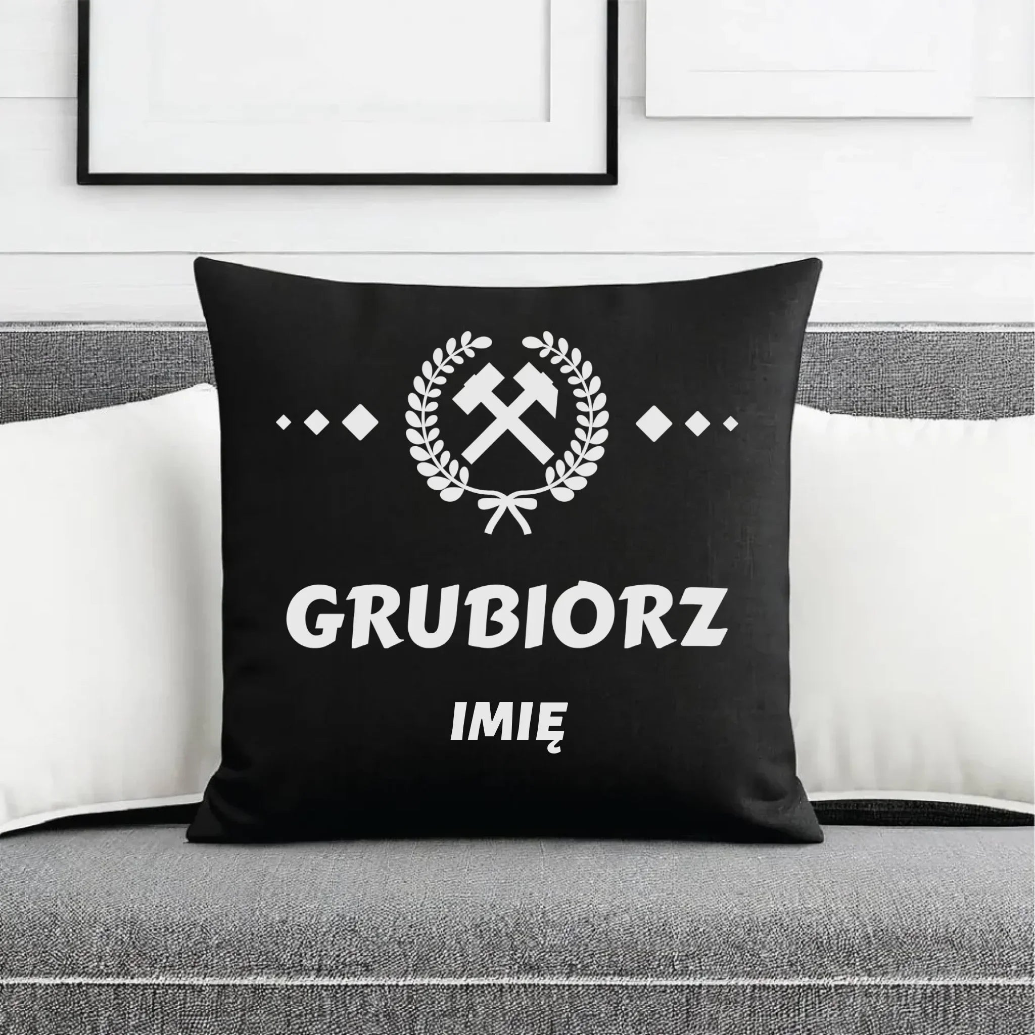 Poduszka dekoracyjna - prezent dla górnika - Grubiorz - personalizowana G03 - StoryCups.pl