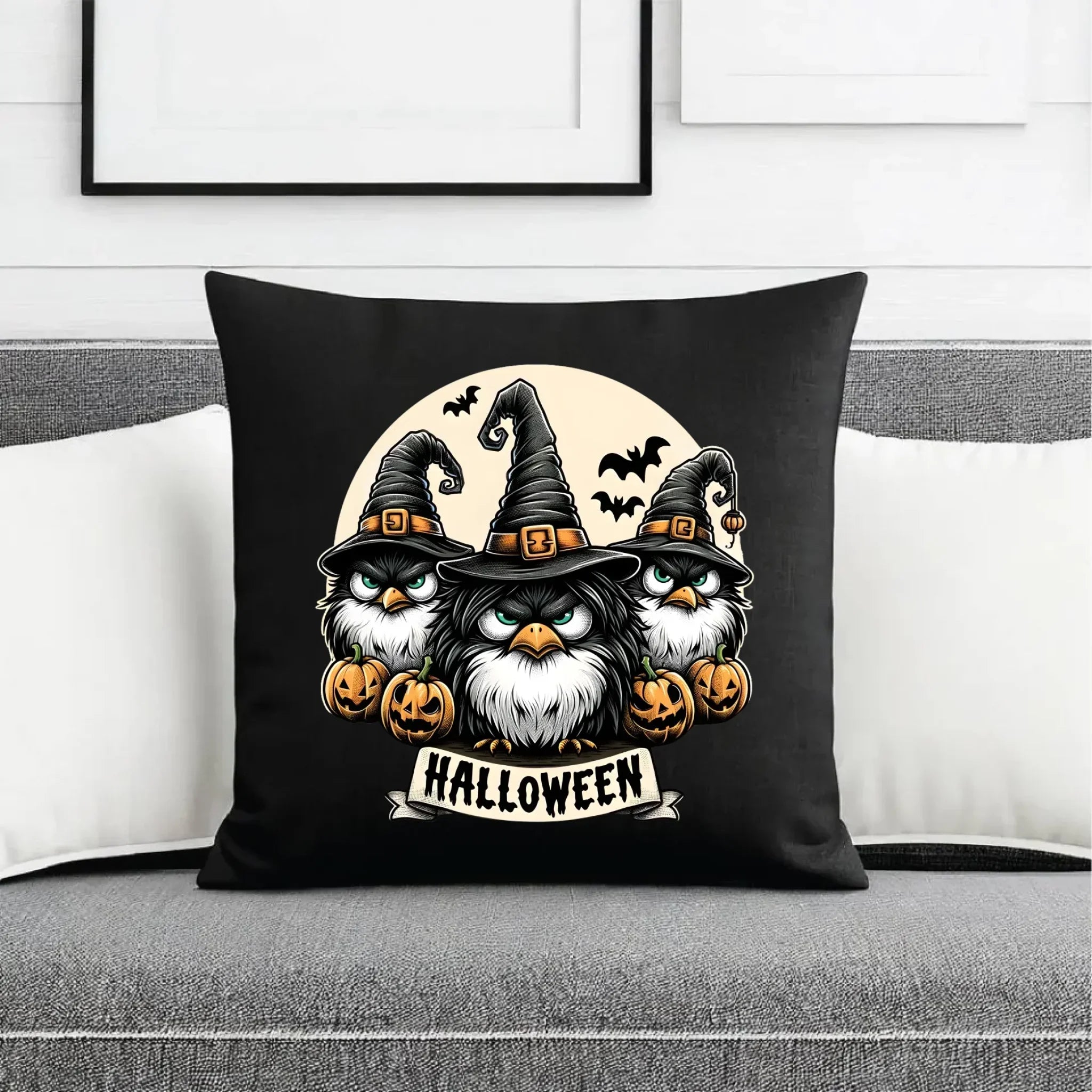 Poduszka dekoracyjna na Halloween - Upiorne sowy wiedźmy HL15 - StoryCups.pl