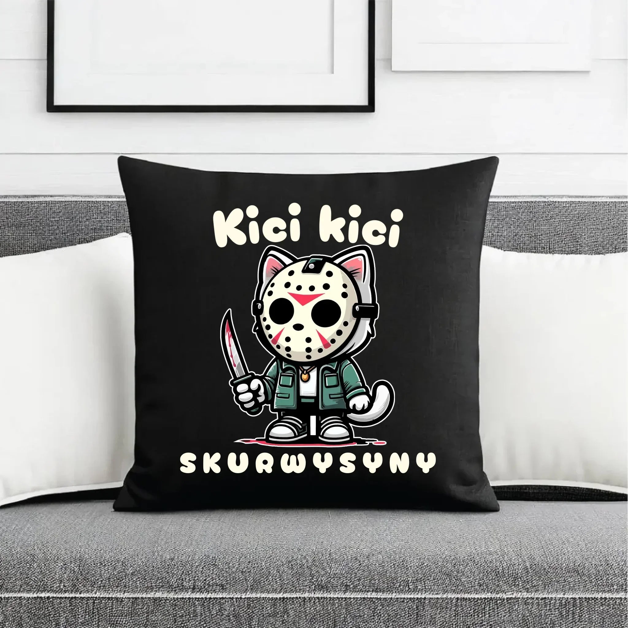 Poduszka dekoracyjna na Halloween - Kici kici sk*rwysyny - bez cenzury HL28 - StoryCups.pl
