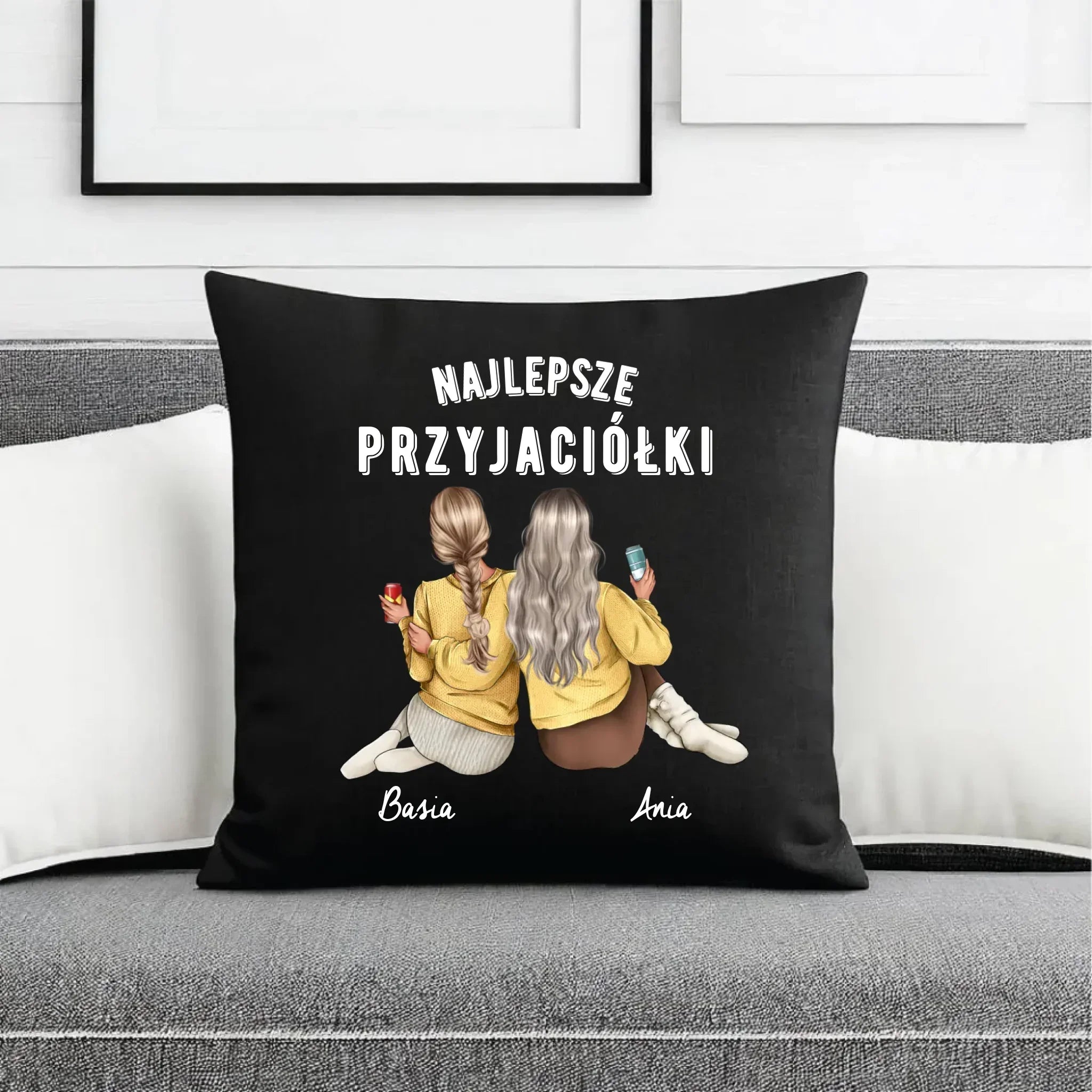 Najlepsze przyjaciółki 2-4 osoby | Personalizowana poduszka dekoracyjna na prezent dla przyjaciółki PR01 - StoryCups.pl