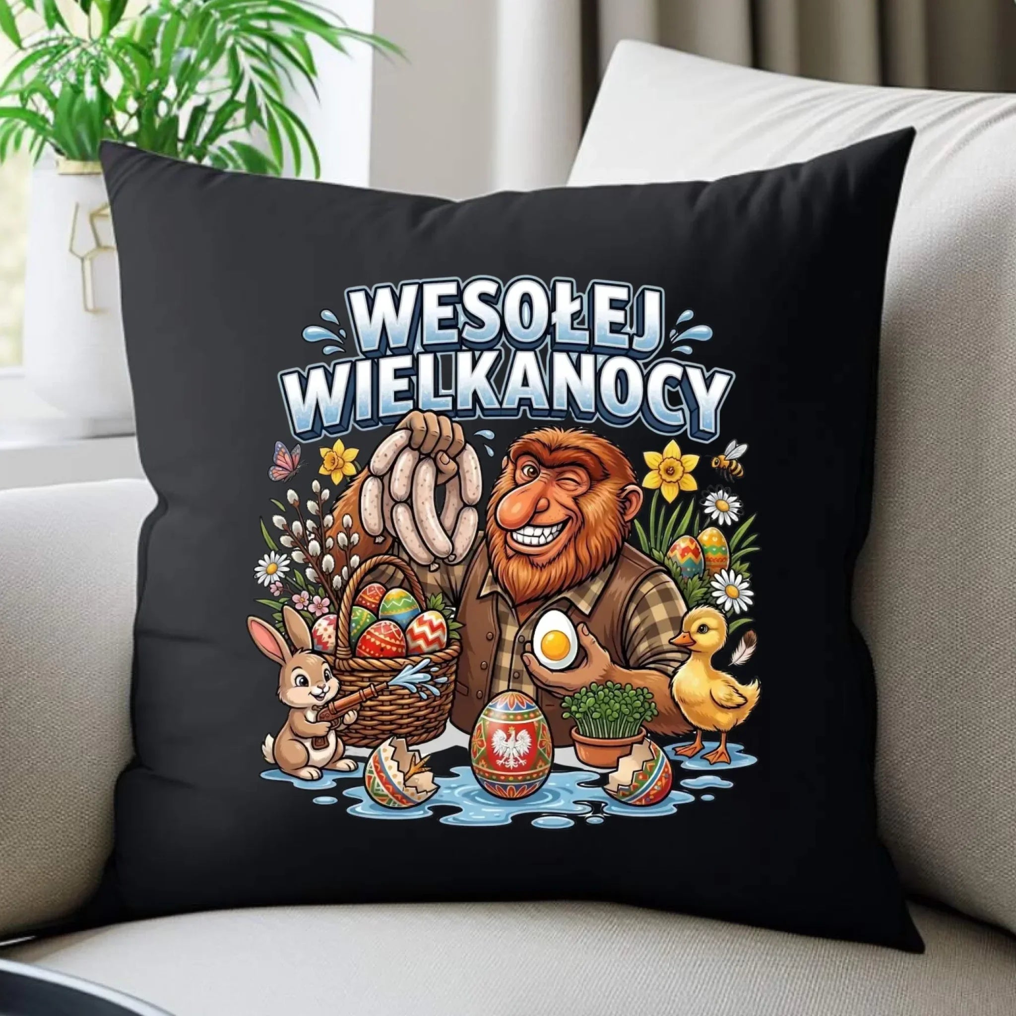 Poduszka dekoracyjna wielkanocna - Janusz Nosacz - Wesołej Wielkanocy WN21 - StoryCups.pl