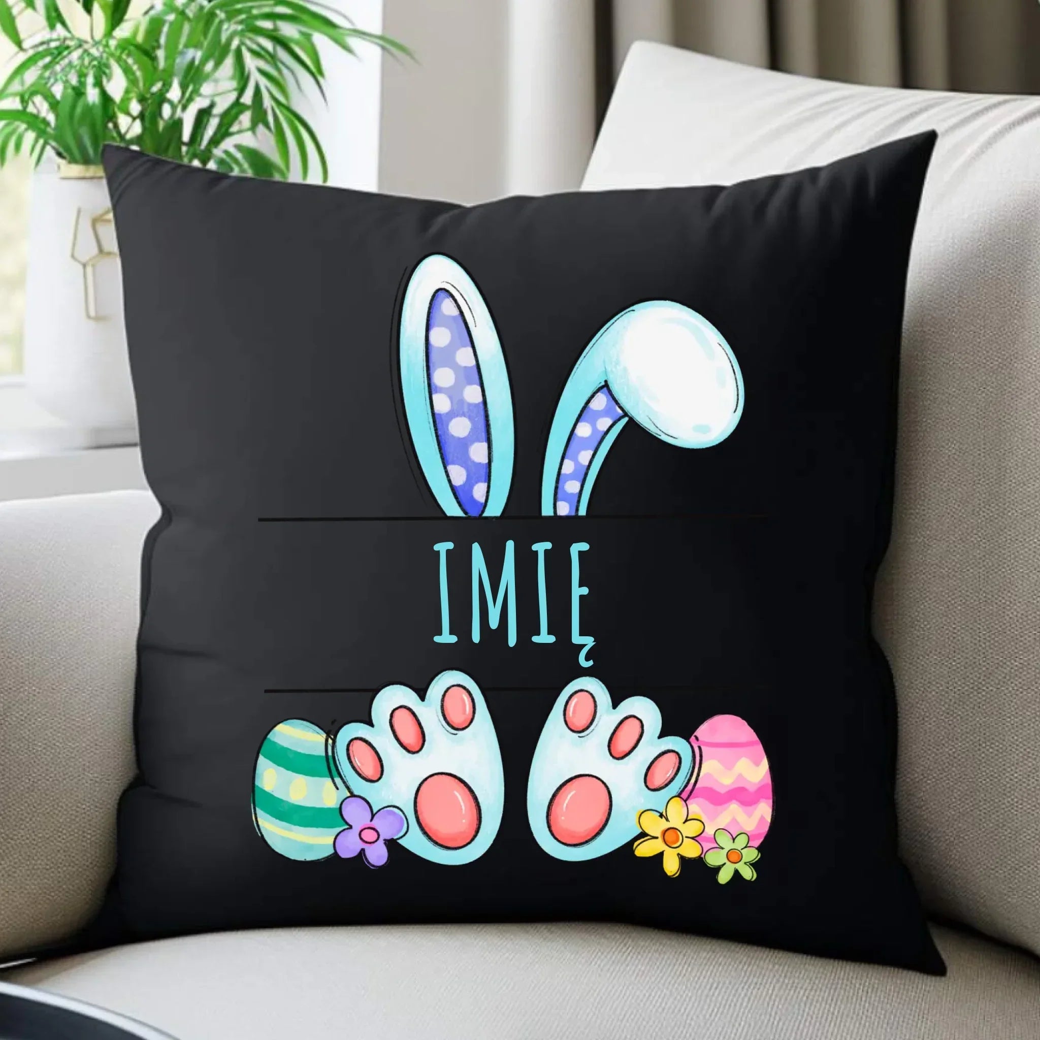 Poduszka dekoracyjna dla dziecka na Wielkanoc - Zajączek - personalizowana WN14 - StoryCups.pl