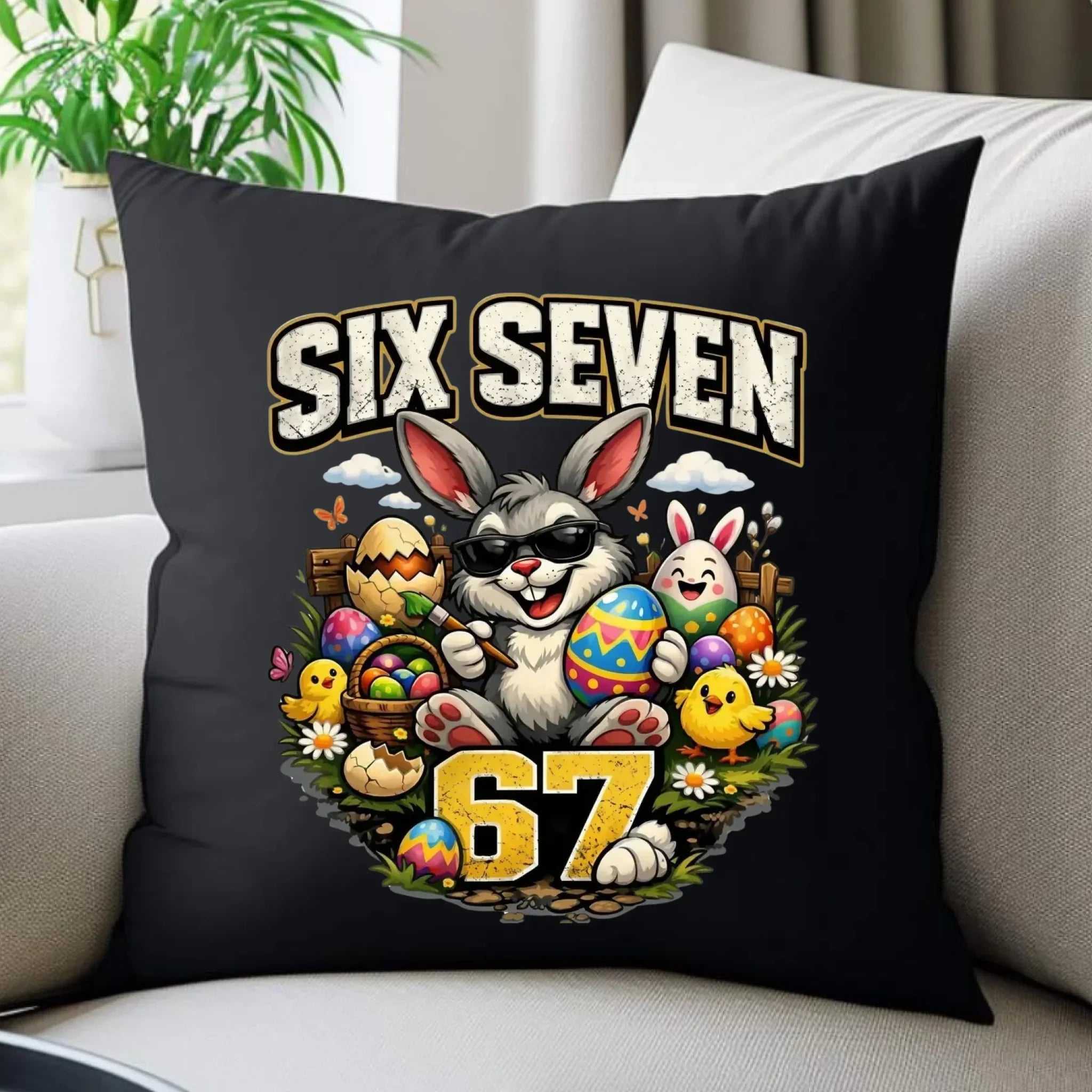 Poduszka dekoracyjna wielkanocna - Zając Six Seven 67 WN10 - StoryCups.pl