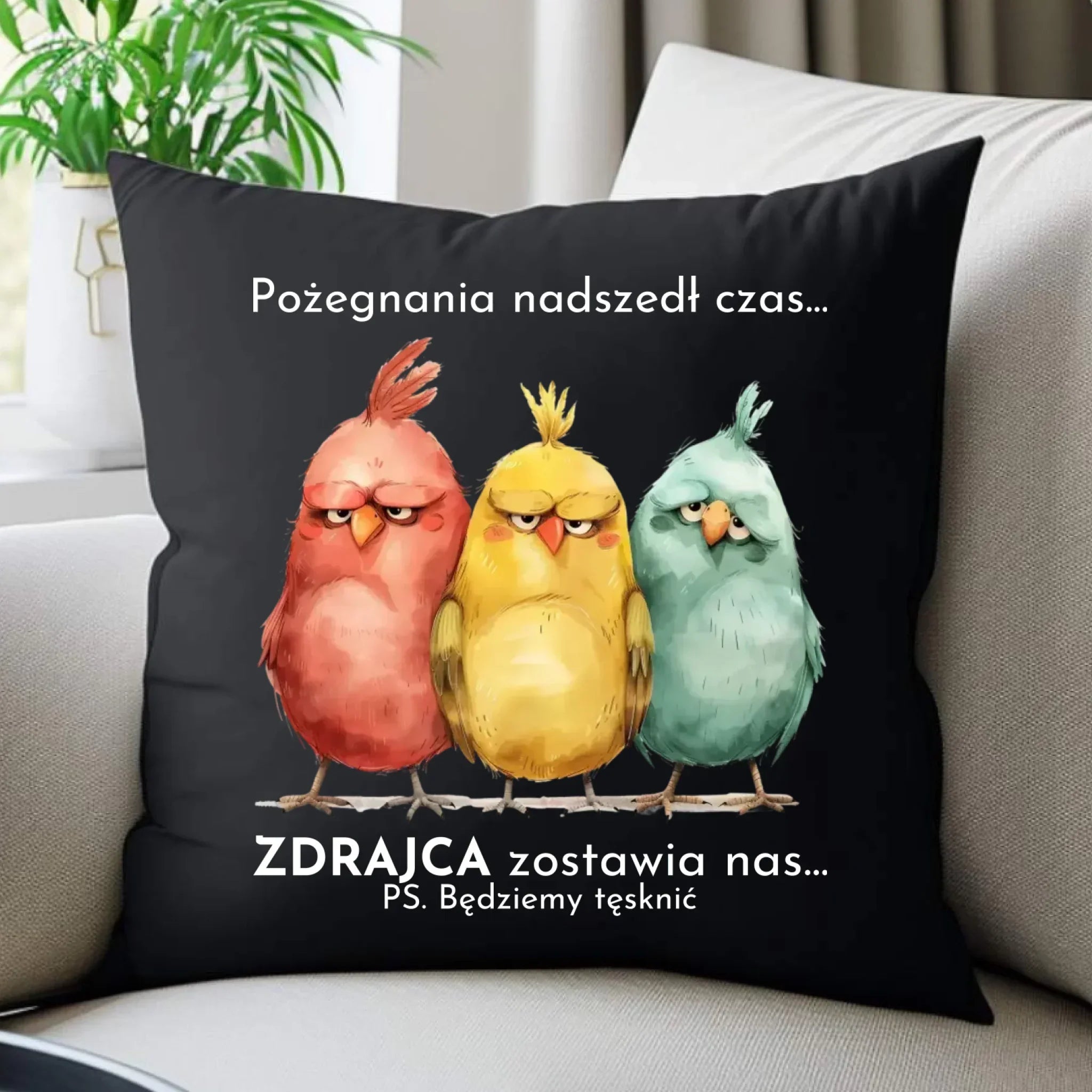 Poduszka dekoracyjna na odejście z pracy - Pożegnania nadszedł czas OP05 - StoryCups.pl