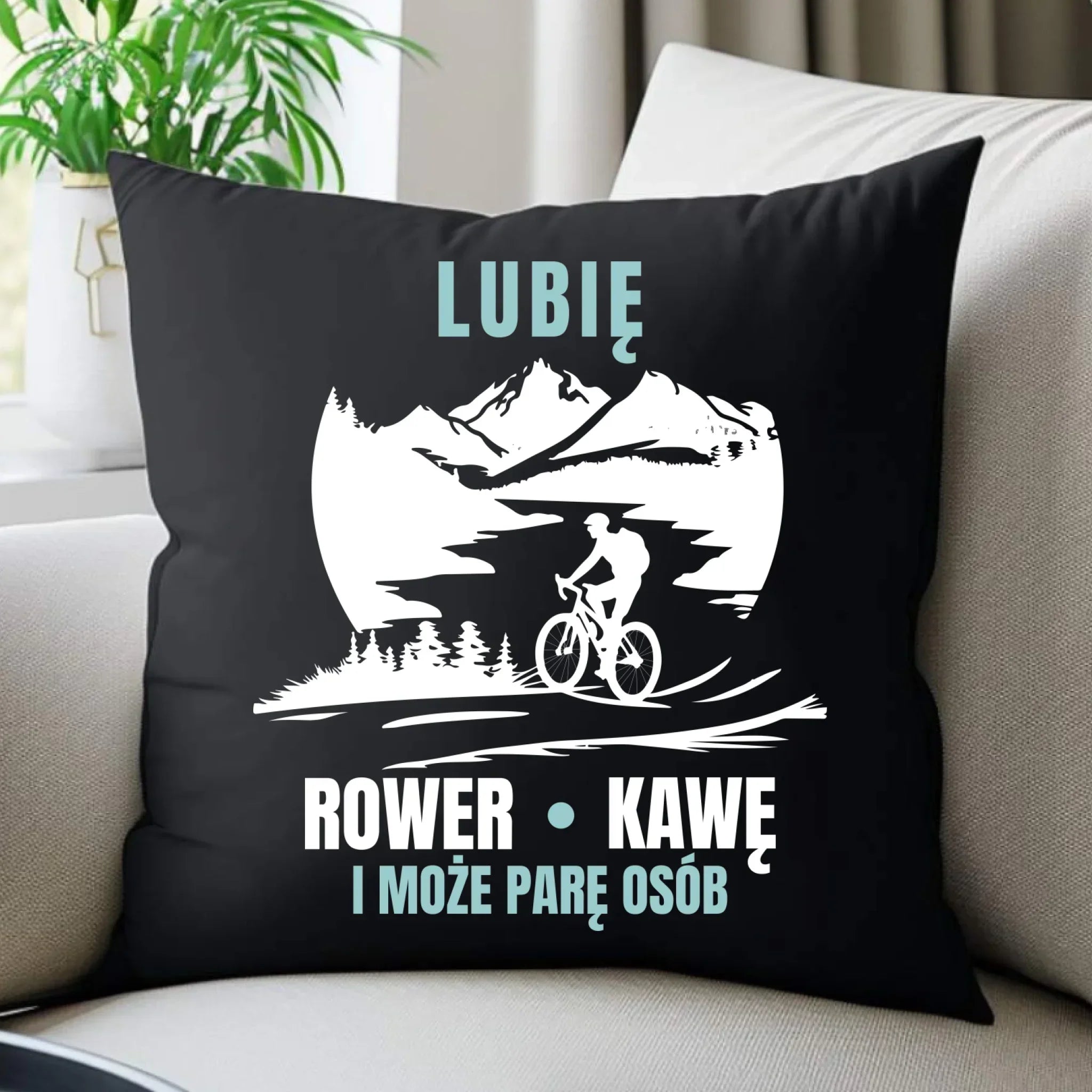 Poduszka dekoracyjna dla rowerzysty - Lubię rower kawę i może parę osób HR05 - StoryCups.pl