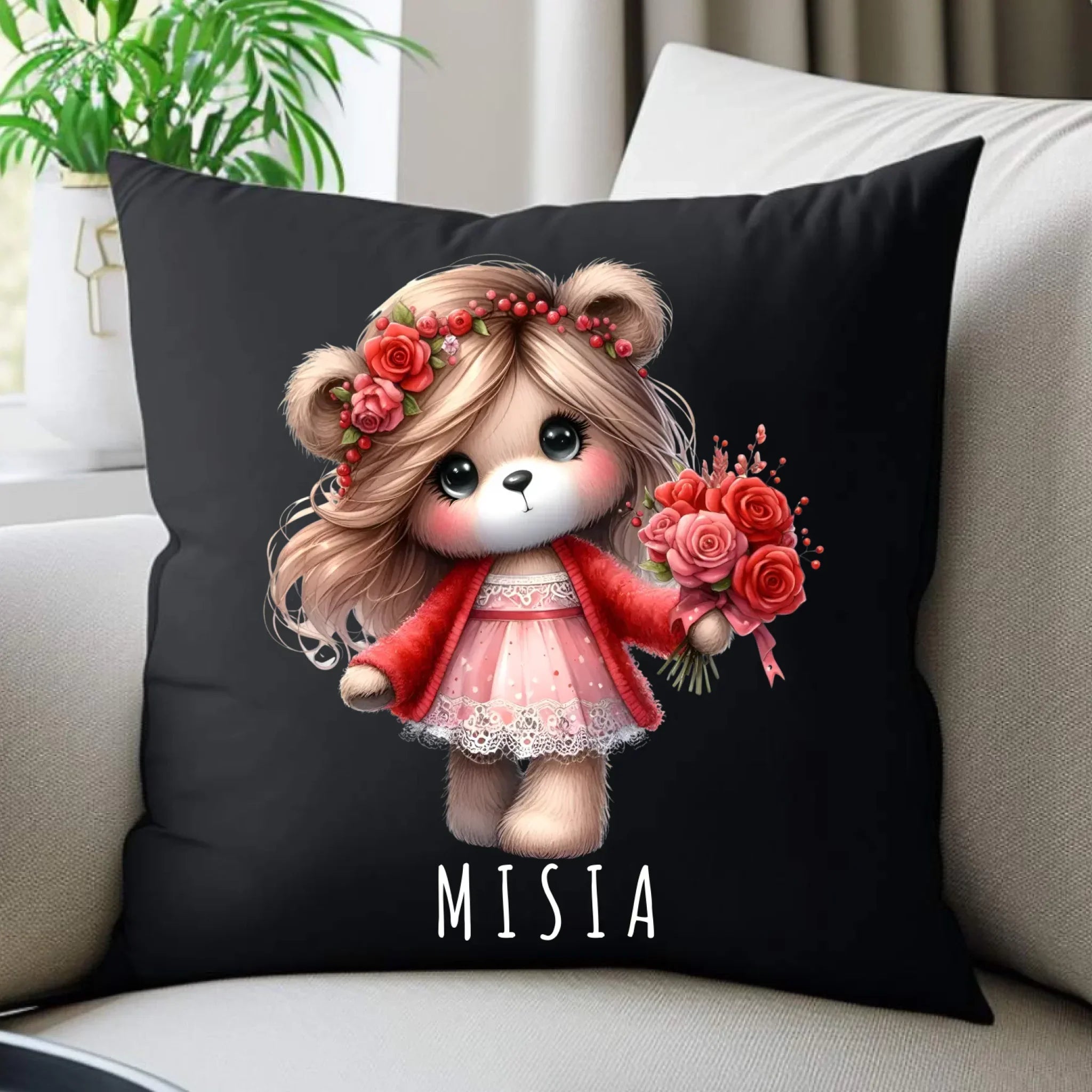 Poduszka dekoracyjna dla dziewczyny - Misia W35 - StoryCups.pl