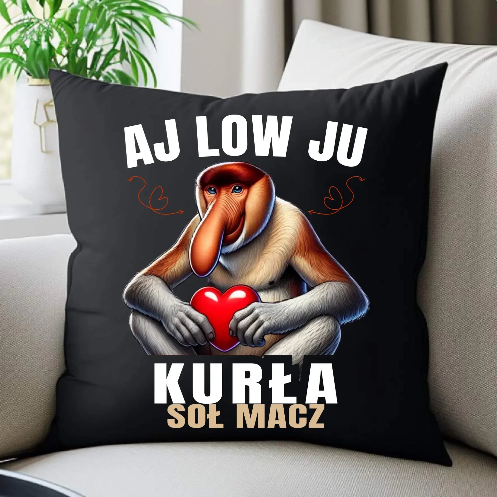 Poduszka dekoracyjna dla par - Janusz nosacz - Aj low ju kurła W26 - StoryCups.pl