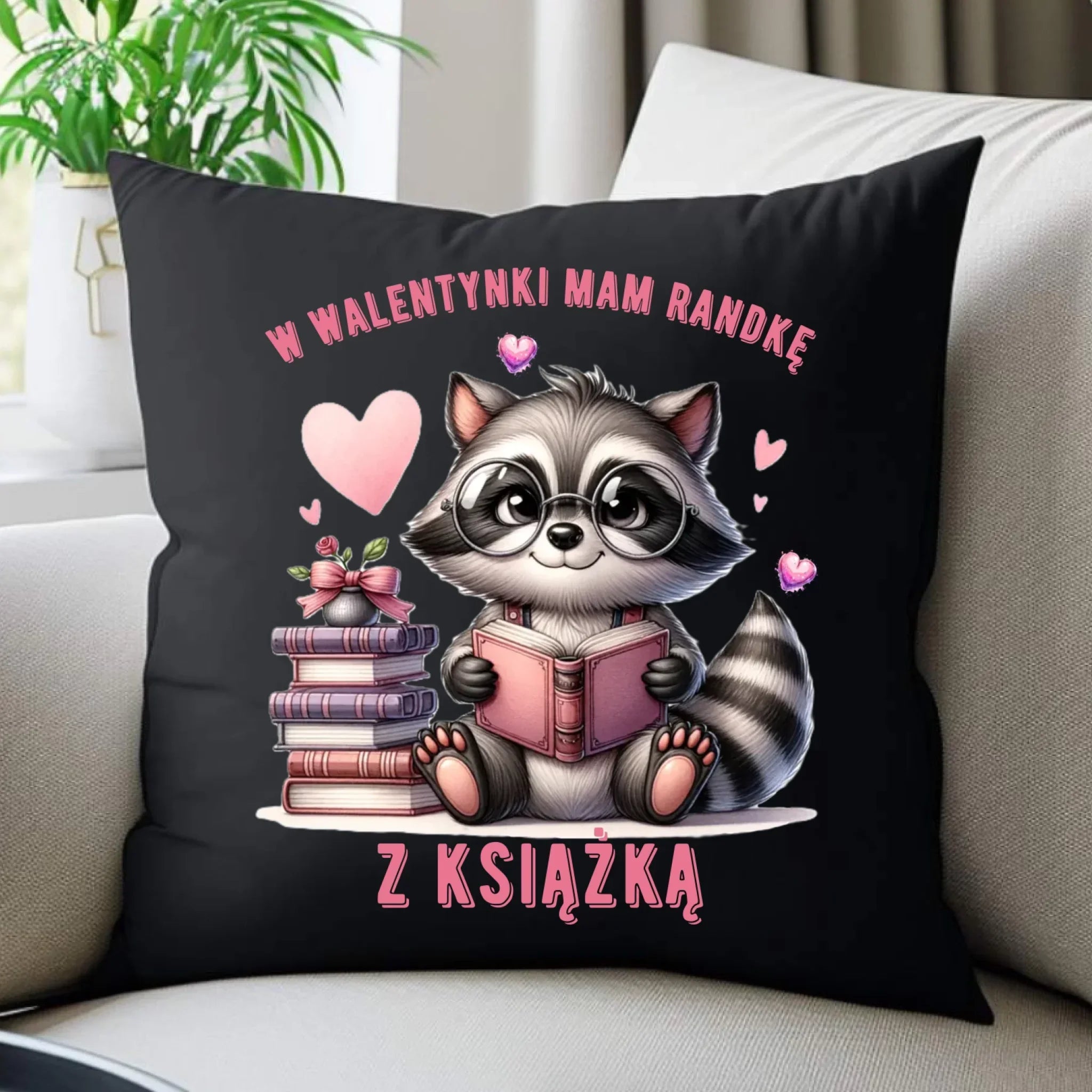 Poduszka dekoracyjna na Walentynki dla mola książkowego – Mam randkę z książką W20 - StoryCups.pl