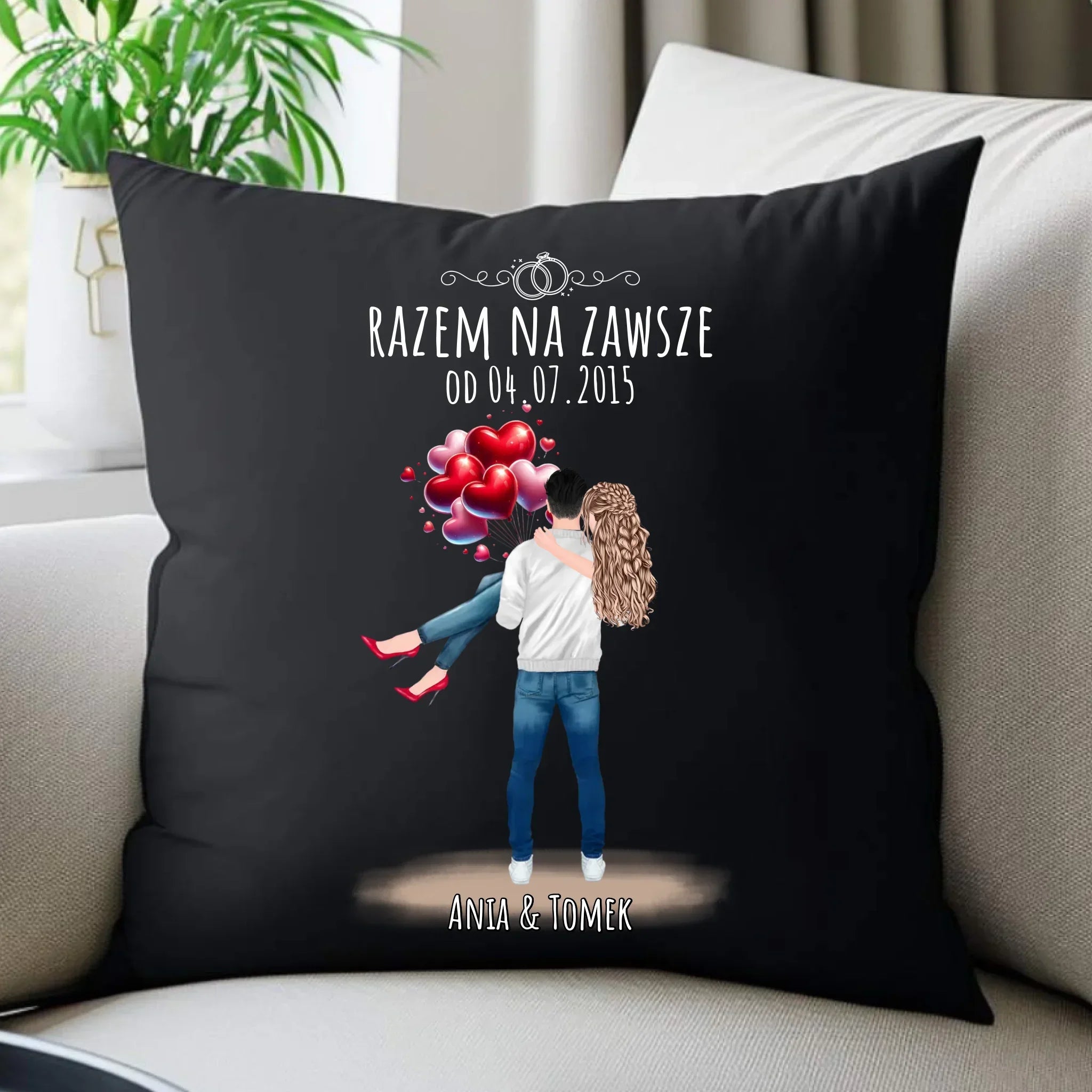 Poduszka dekoracyjna dla par na rocznicę - Razem na zawsze - personalizowana W14 - StoryCups.pl