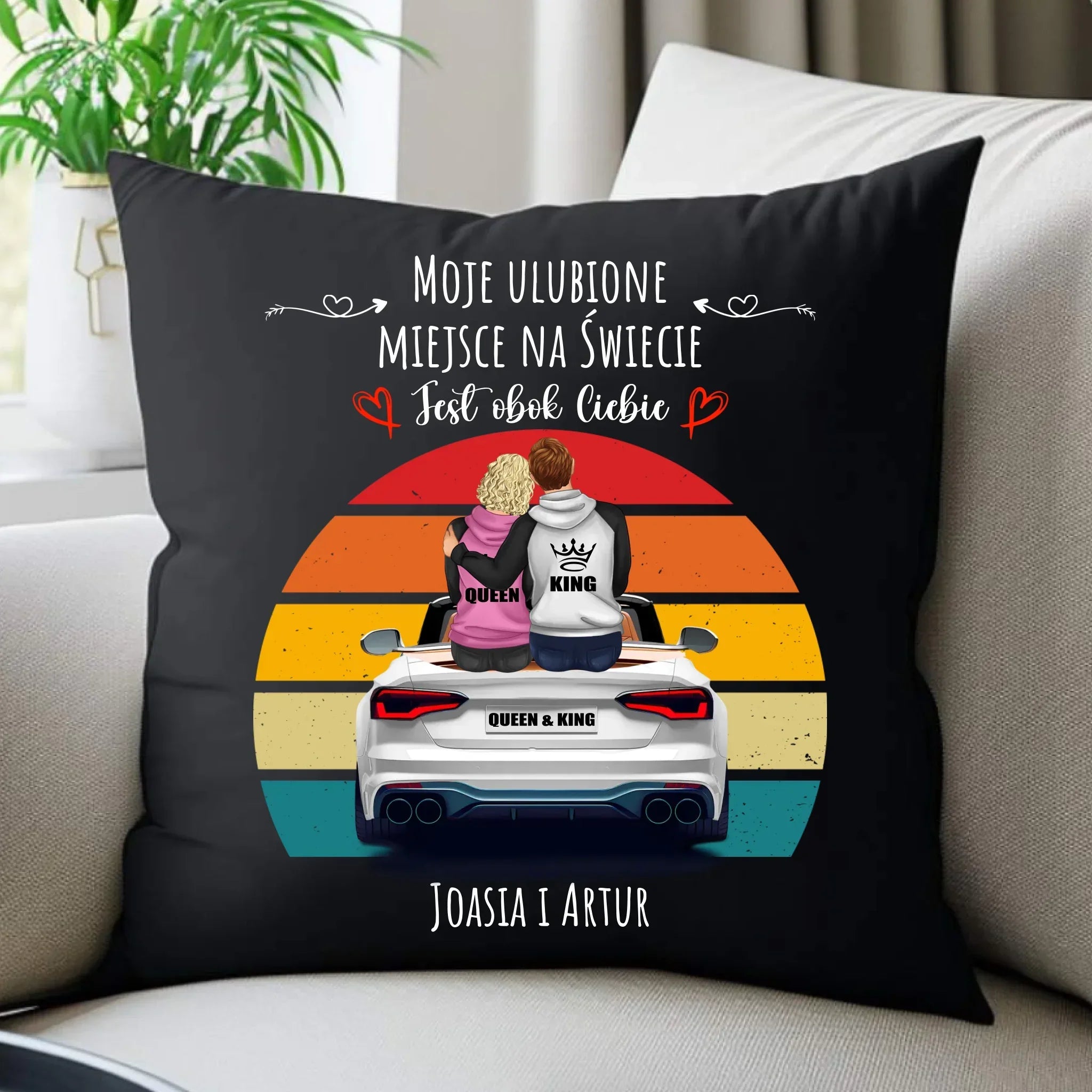 Poduszka dekoracyjna dla par - Moje ulubione miejsce - personalizowana W06 - StoryCups.pl