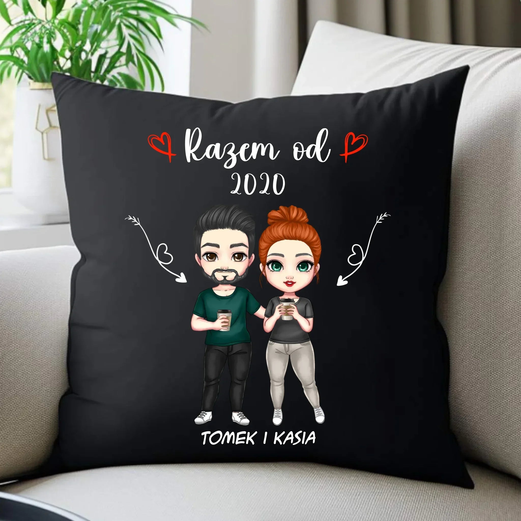 Poduszka dekoracyjna dla par - Para razem od - personalizowana W01 - StoryCups.pl