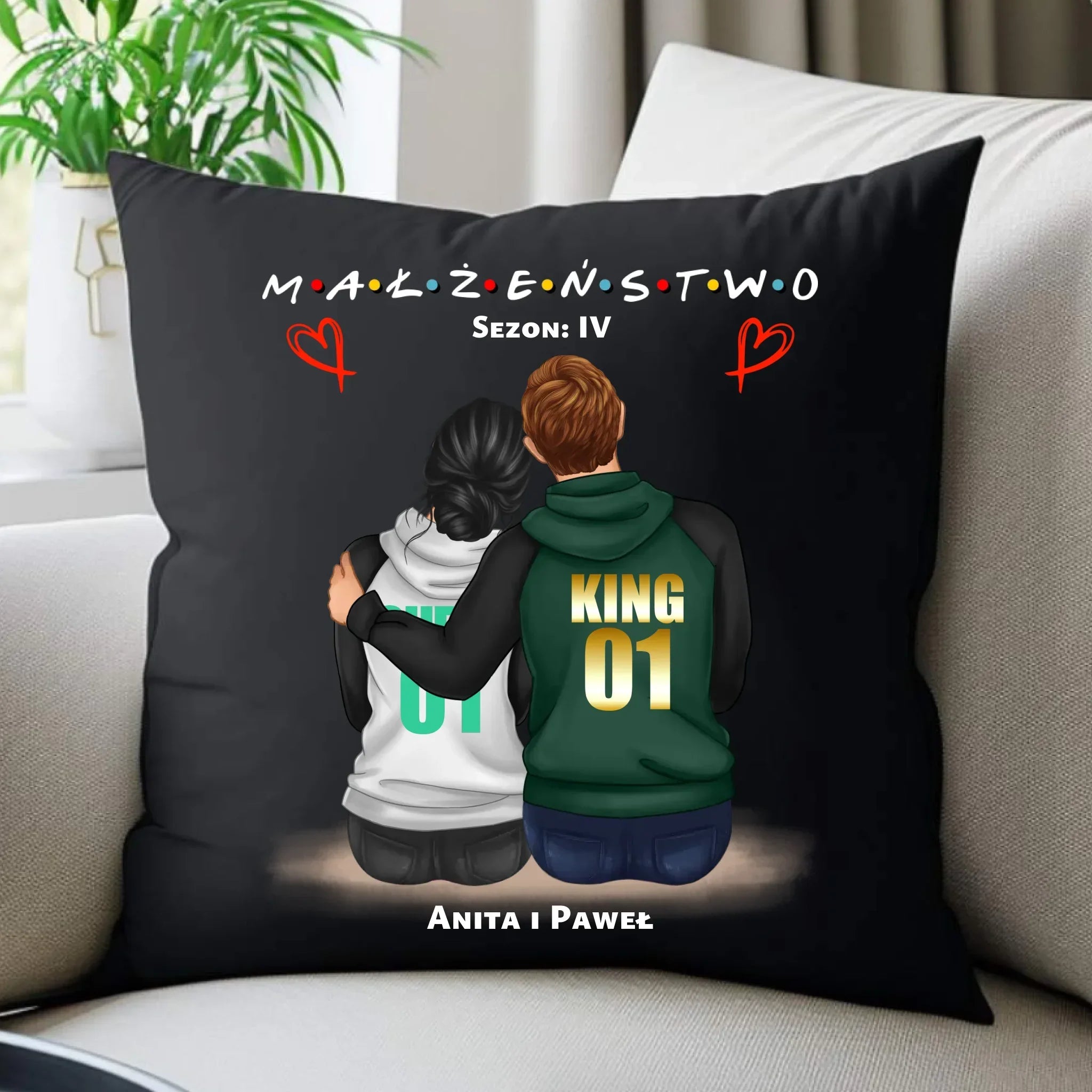 Poduszka dekoracyjna dla par - Małżeństwo Sezon - personalizowana W05 - StoryCups.pl