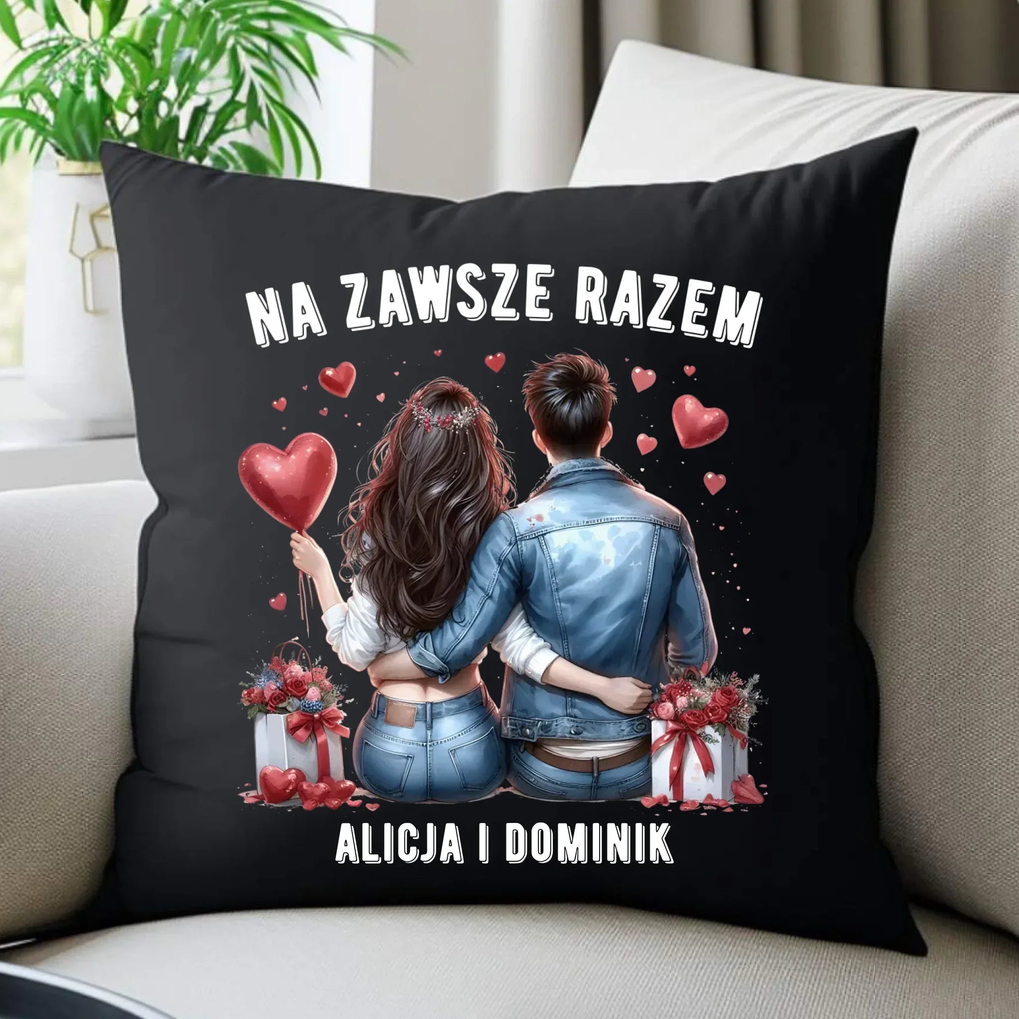 Poduszka dekoracyjna dla par - Na zawsze razem - personalizowana W07 - StoryCups.pl