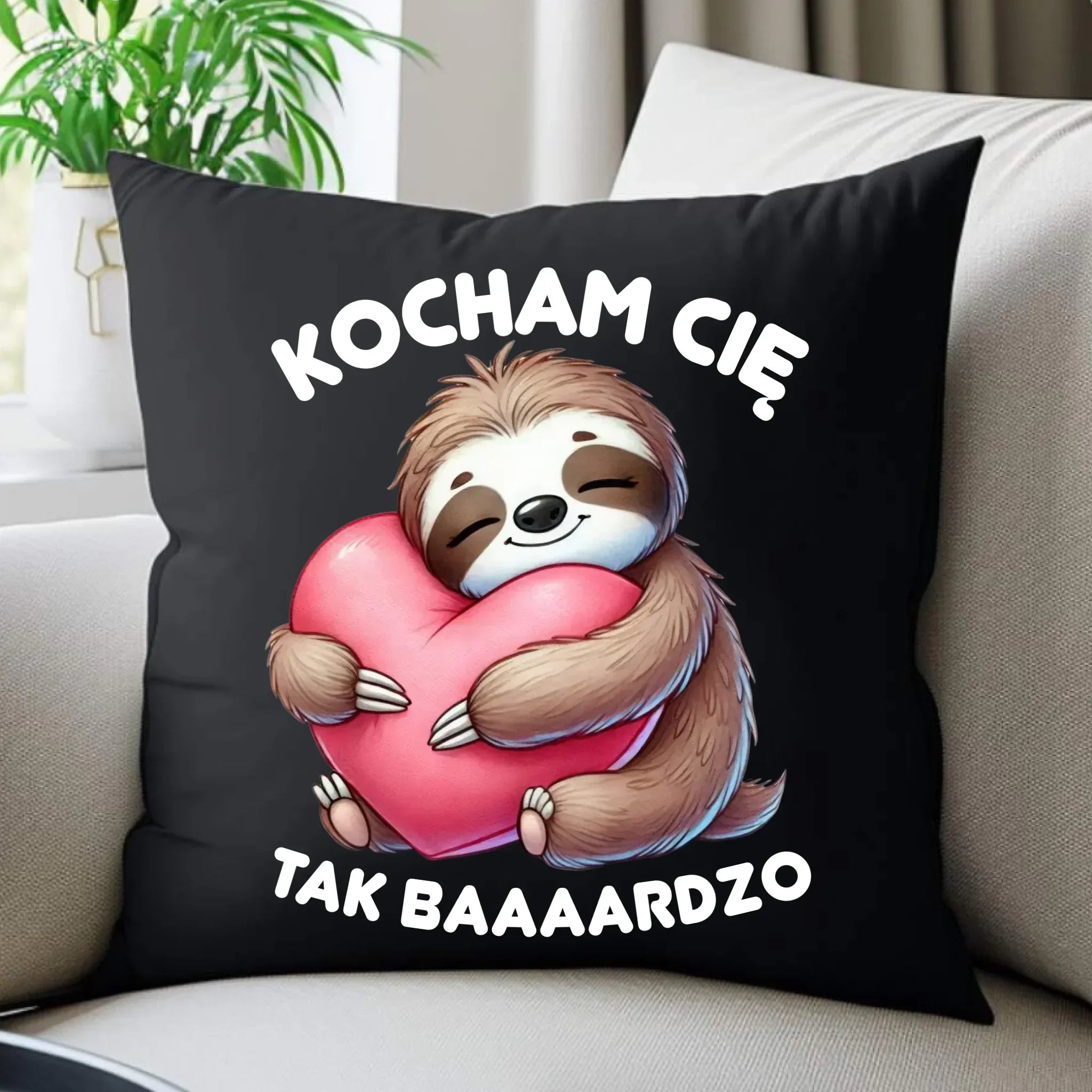 Poduszka dekoracyjna - Leniwiec Kocham Cię tak baaaardzo W16 - StoryCups.pl