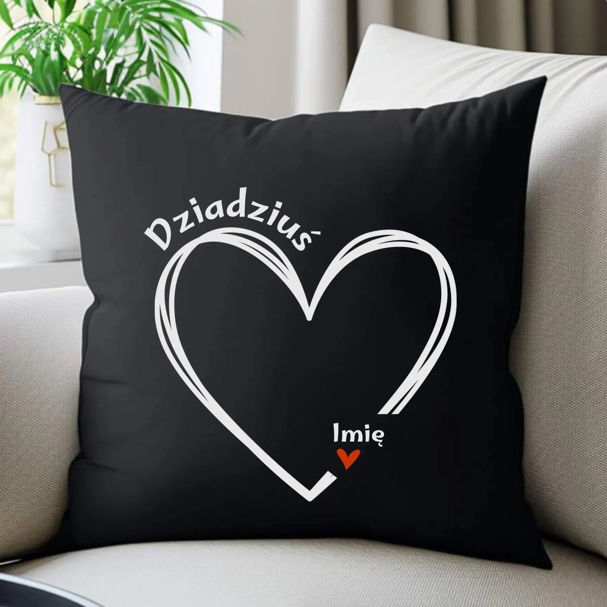 Poduszka dekoracyjna dla dziadka - Serce z imionami wnuków 1-7 - personalizowana D26 - StoryCups.pl