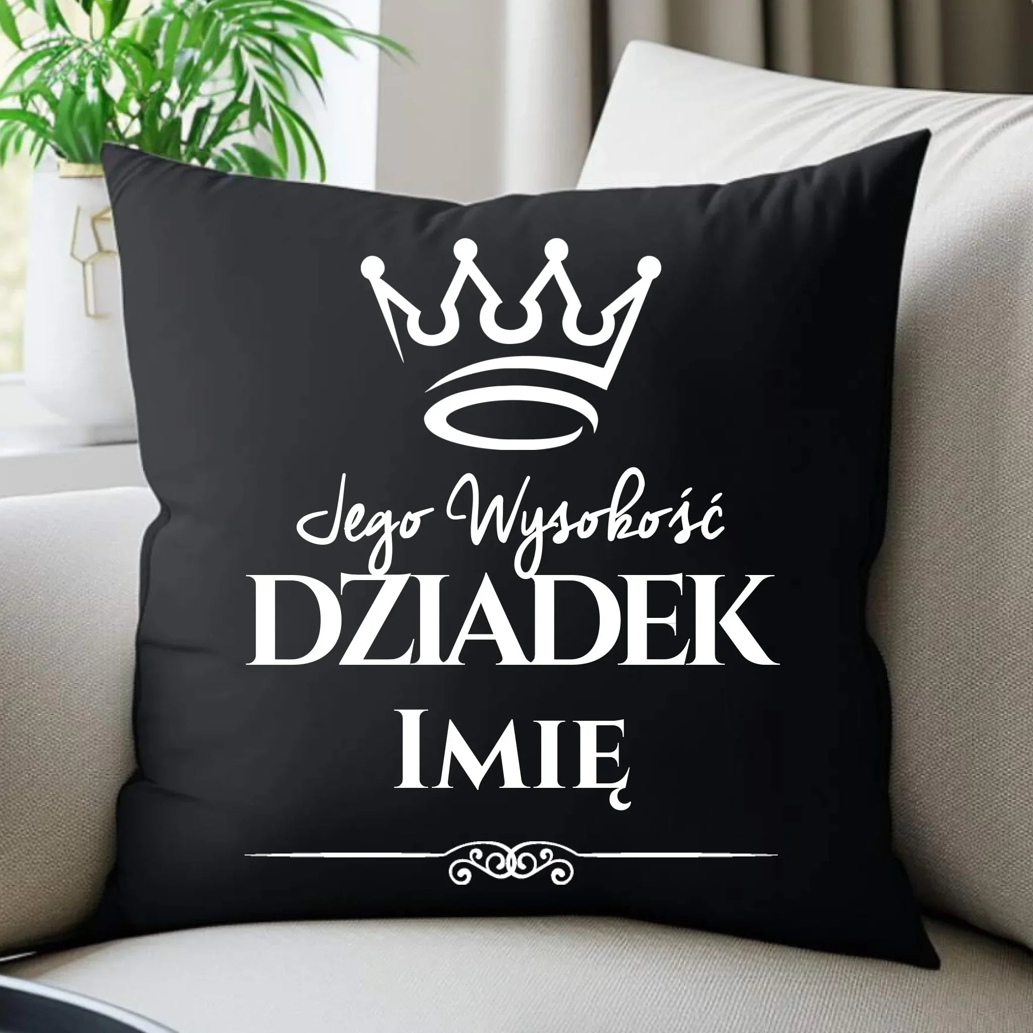 Poduszka dekoracyjna dla dziadka - Jego Wysokość dziadek - personalizowana D11 - StoryCups.pl