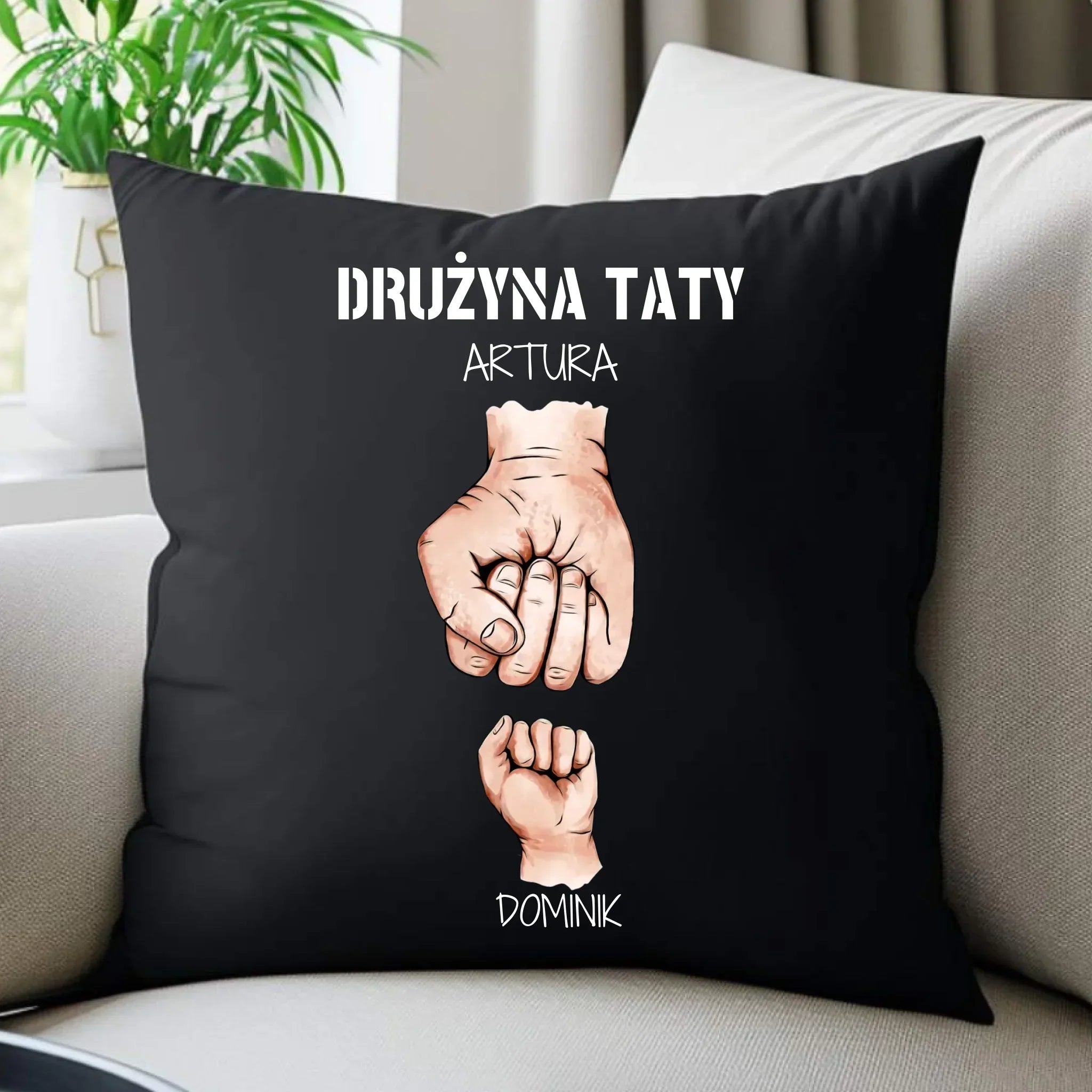 Poduszka dekoracyjna dla taty - Drużyna taty 1-6 imion dzieci - personalizowana DT01 - StoryCups.pl