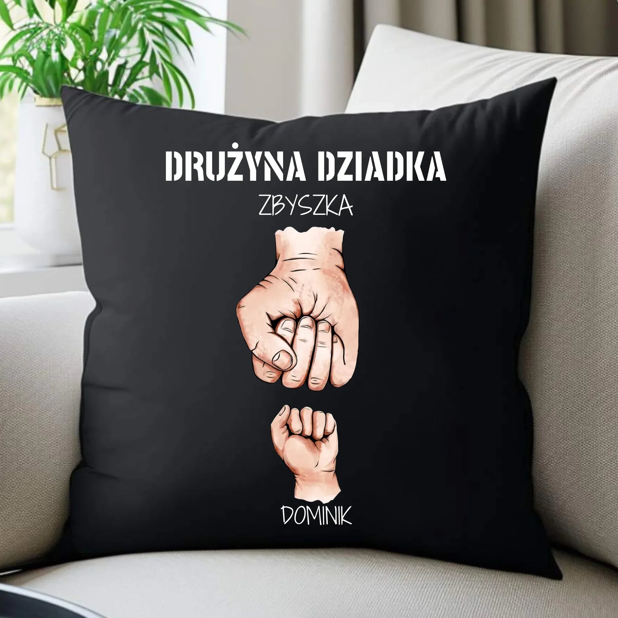 Poduszka dekoracyjna dla dziadka - Drużyna dziadka 1-6 imion wnuków - personalizowana D07 - StoryCups.pl