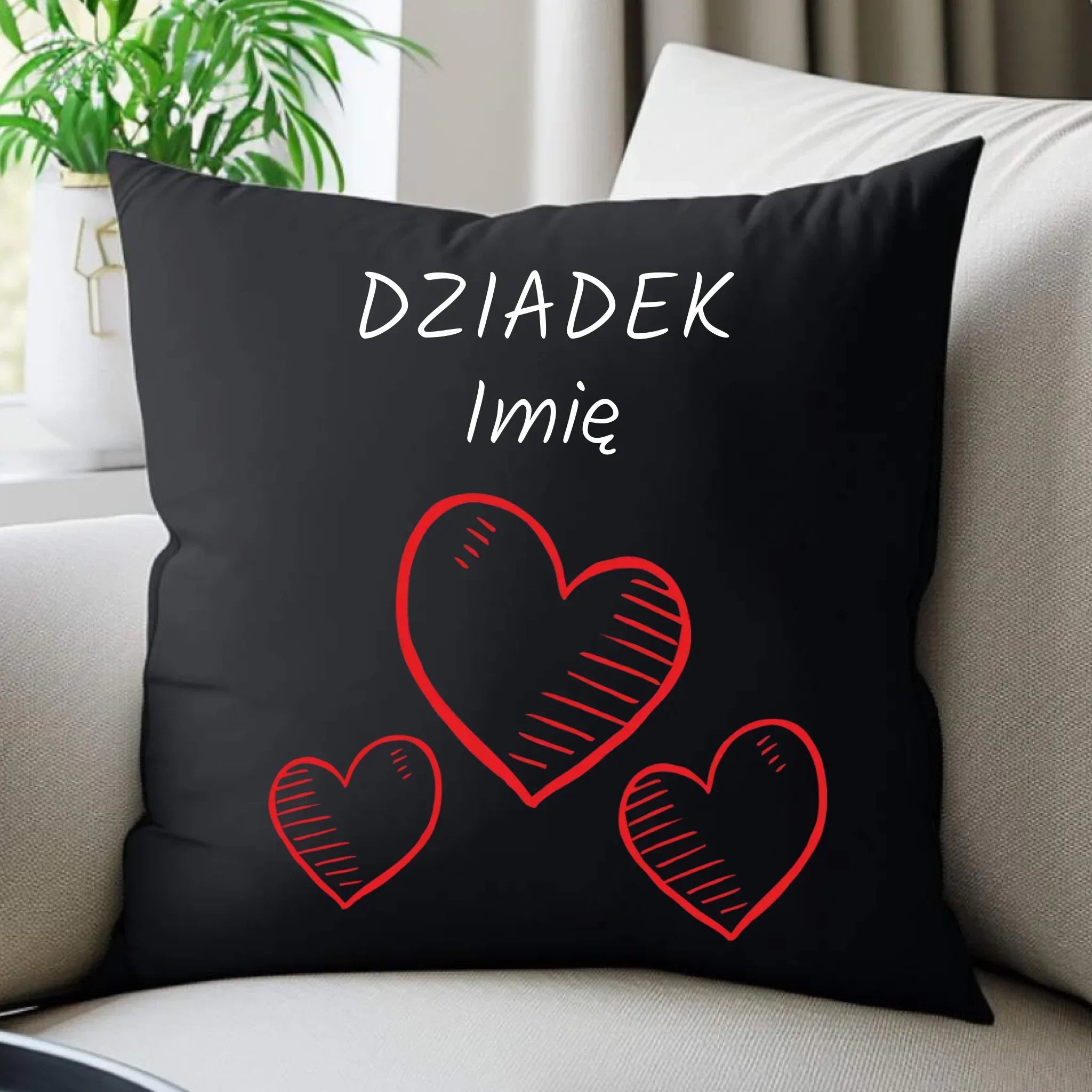 Poduszka dekoracyjna dla dziadka - Serca - personalizowana D01 - StoryCups.pl