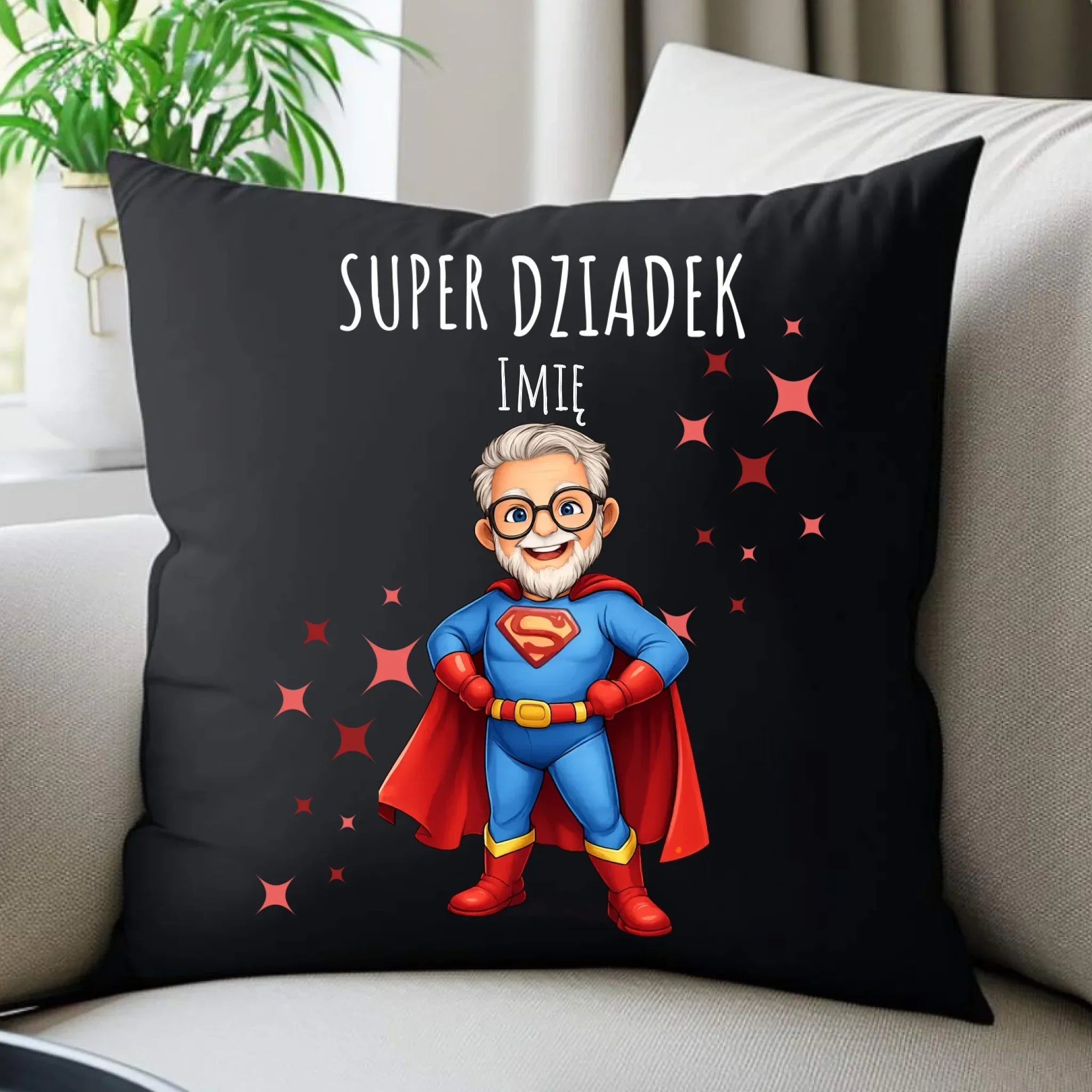 Poduszka dekoracyjna dla dziadka - Super Dziadek - personalizowana D02 - StoryCups.pl