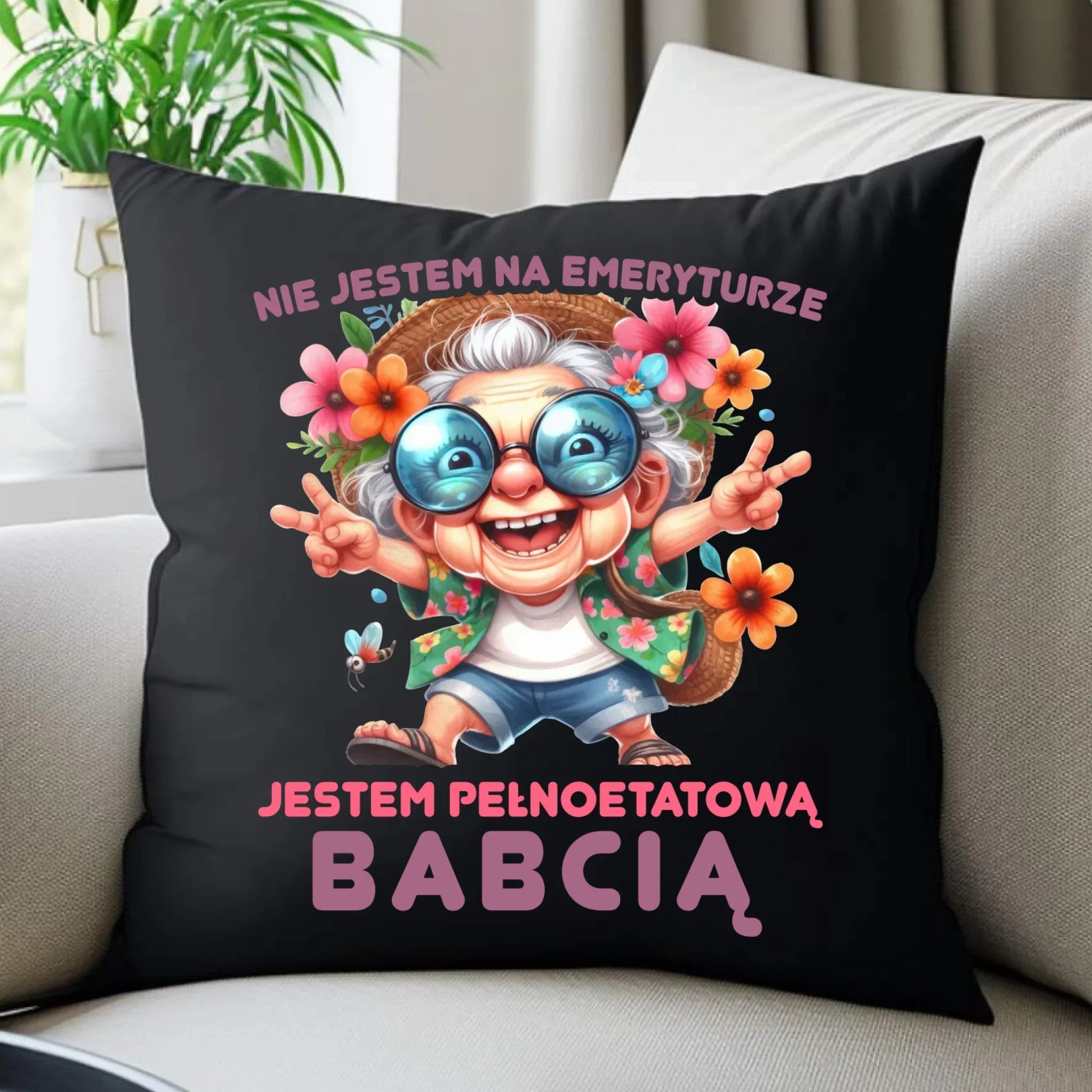 Poduszka dekoracyjna dla babci - Pełnoetatowa babcia B20 - StoryCups.pl
