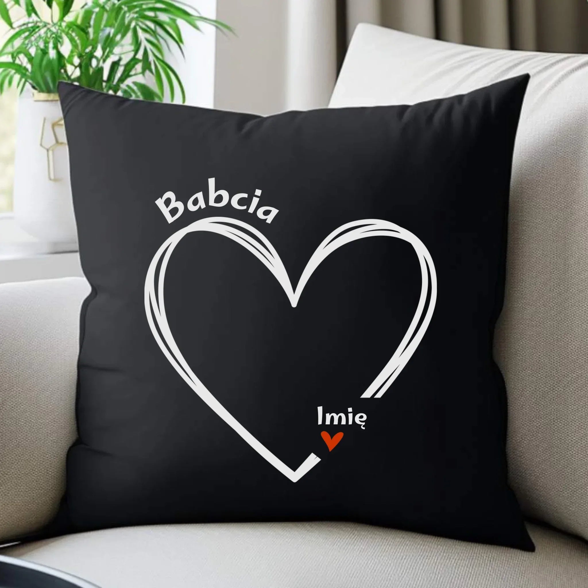 Poduszka dekoracyjna dla babci - Serce z imionami wnuków 1-7 - personalizowana B26 - StoryCups.pl