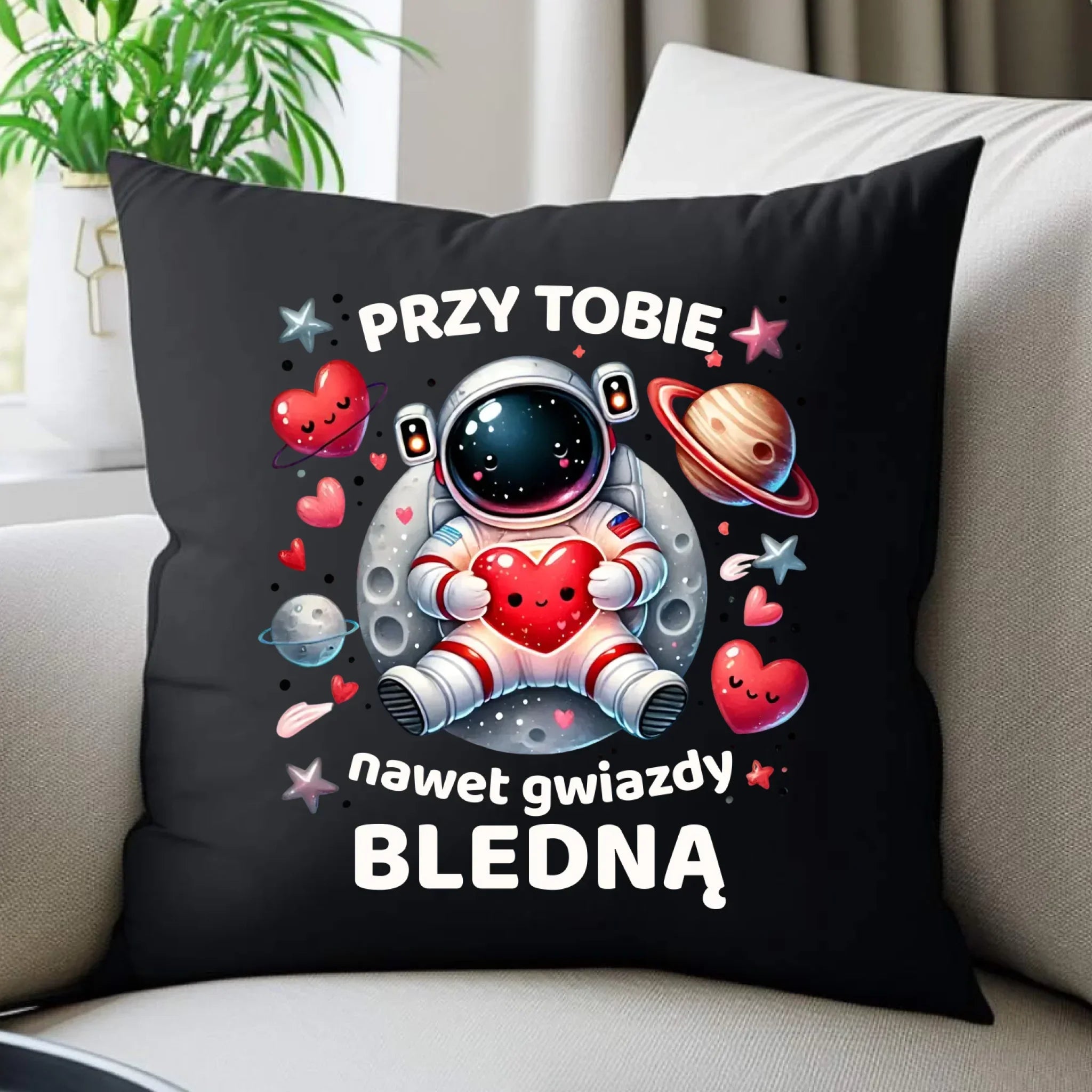 Poduszka dekoracyjna dla par - Przy Tobie nawet gwiazdy bledną W57 - StoryCups.pl