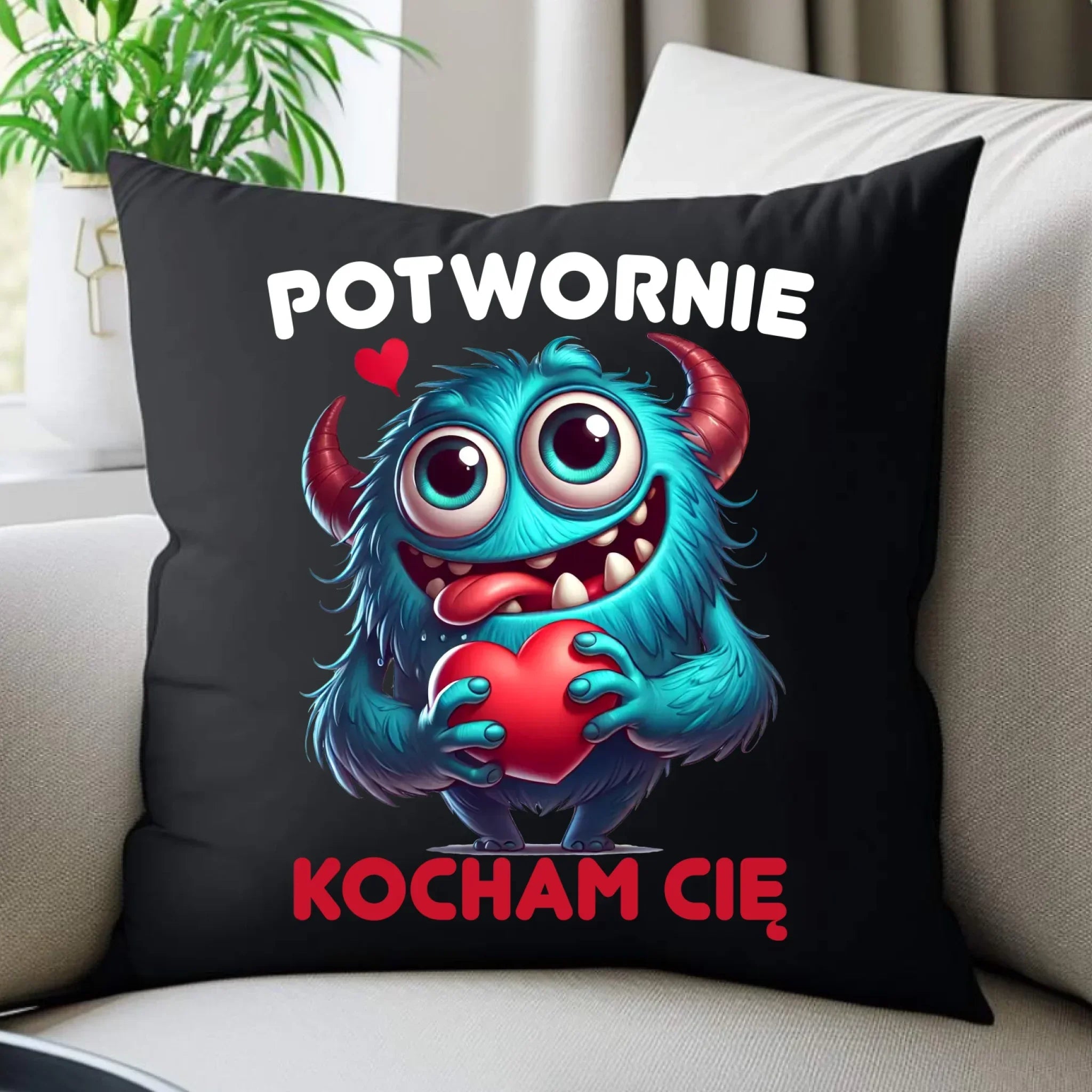 Poduszka dekoracyjna dla par - Potwornie Kocham Cię W45 - StoryCups.pl
