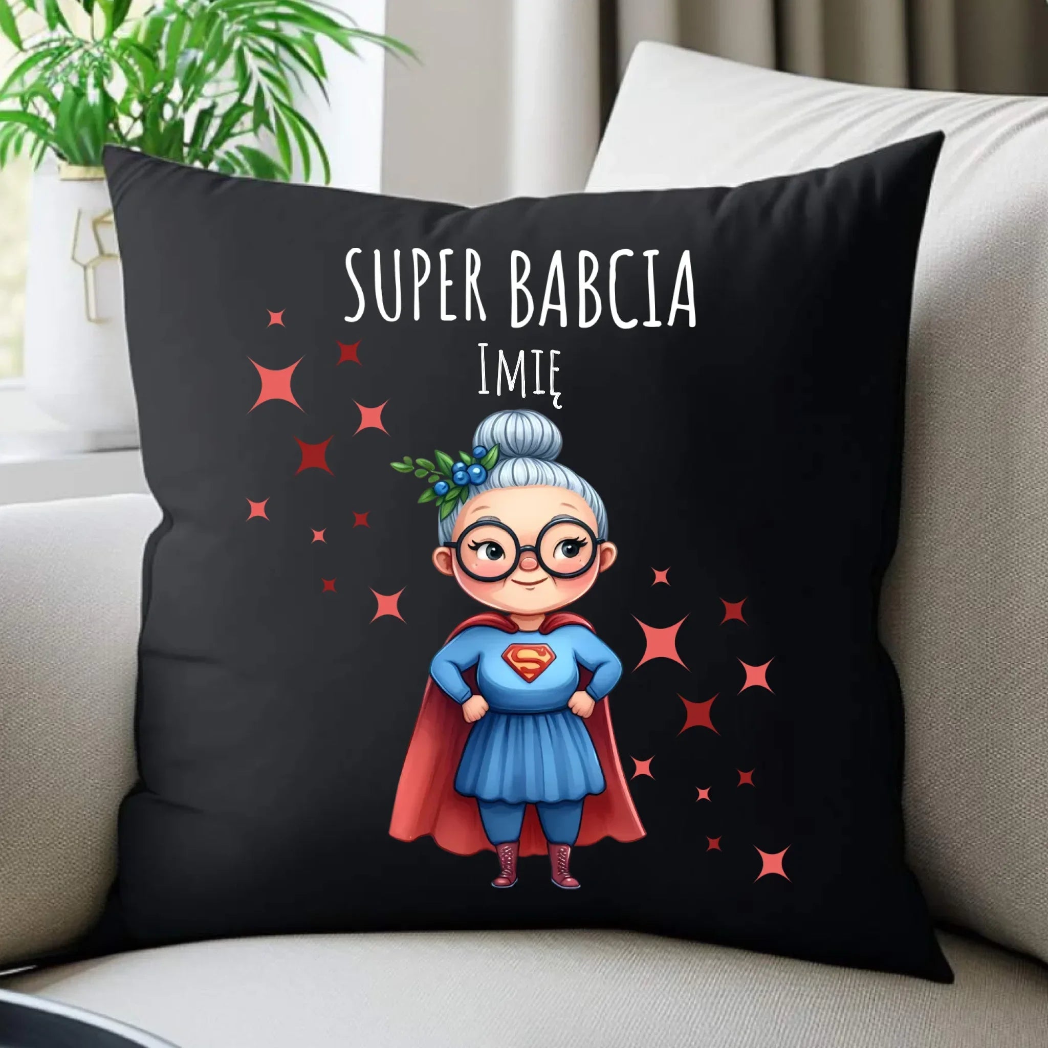 Poduszka dekoracyjna dla babci - Super Babcia - personalizowana B02 - StoryCups.pl
