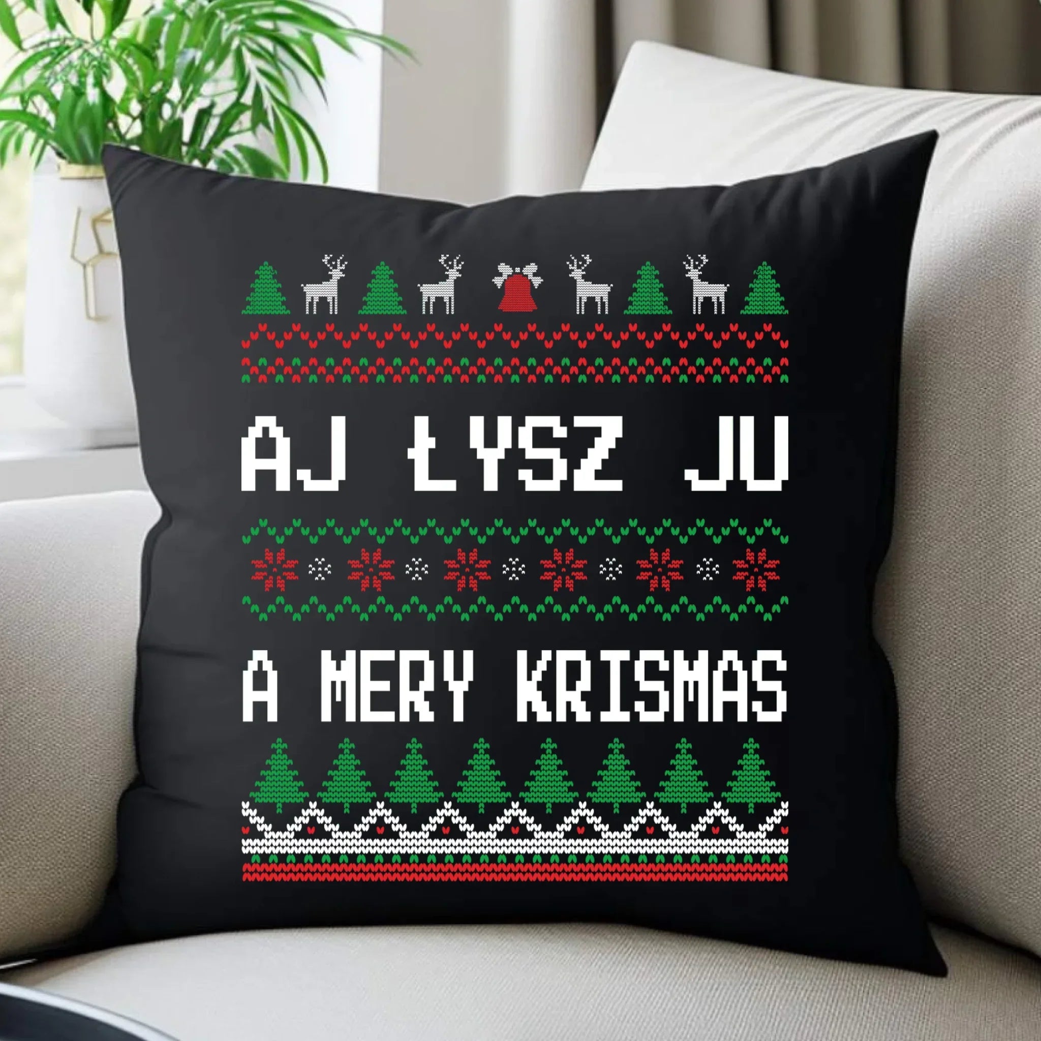 Poduszka dekoracyjna świąteczna - Aj łysz ju a mery krismas BN12 - StoryCups.pl