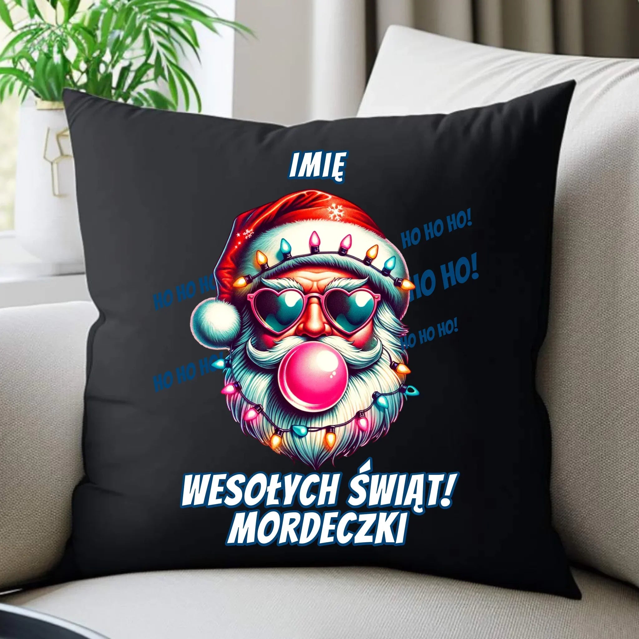 Poduszka dekoracyjna świąteczna - Mikołaj Wesołych Świąt Mordeczki - personalizowana BN17 - StoryCups.pl