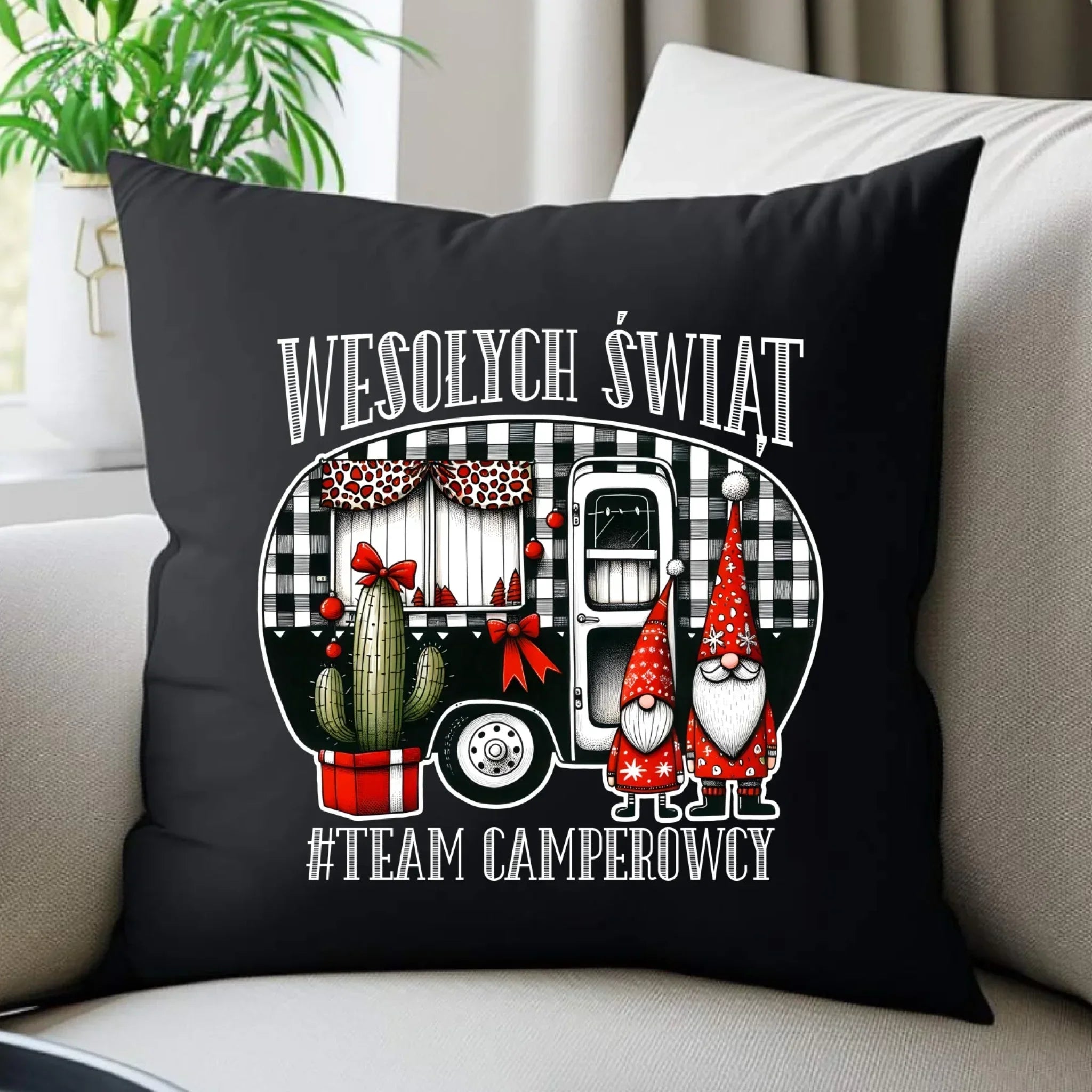 Poduszka dekoracyjna świąteczna - Wesołych Świąt Team Camperowcy BN44 - StoryCups.pl