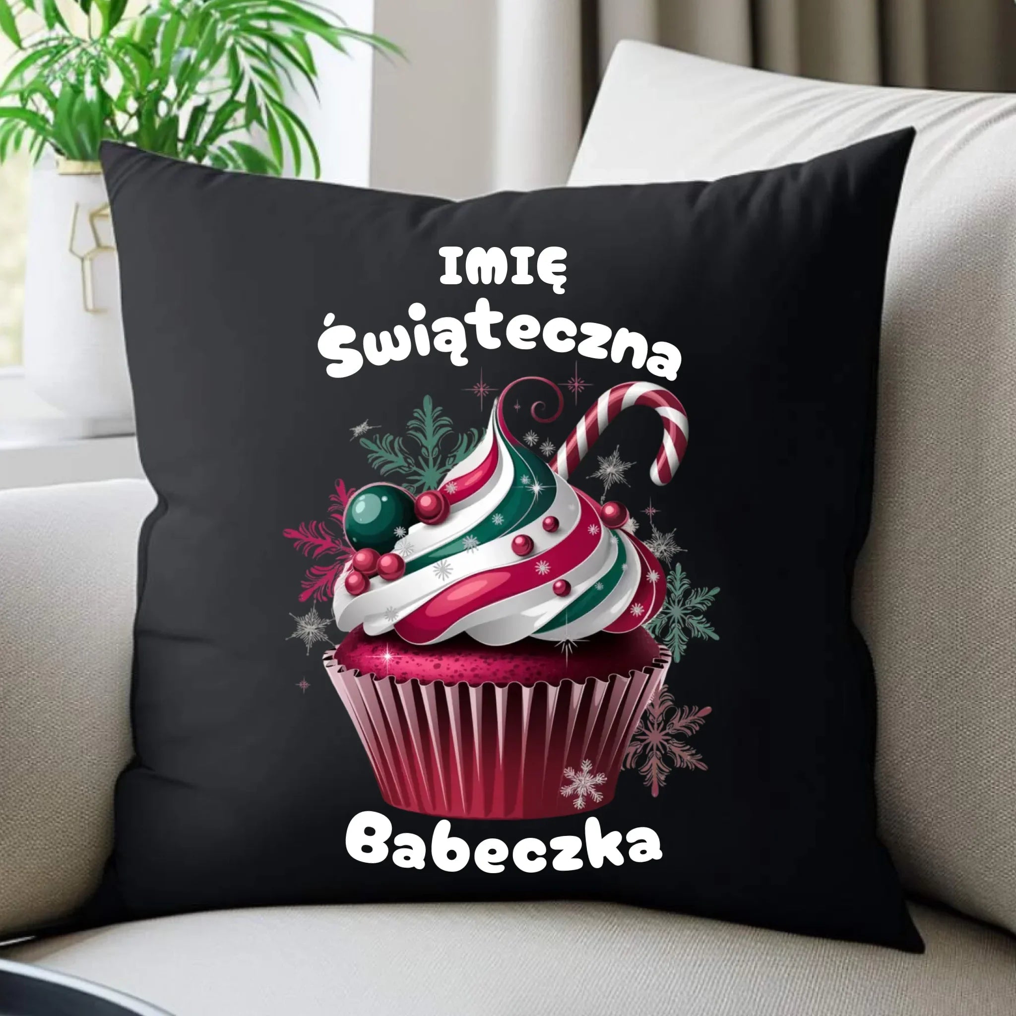 Poduszka dekoracyjna na święta - Świąteczna babeczka - personalizowana BN30 - StoryCups.pl