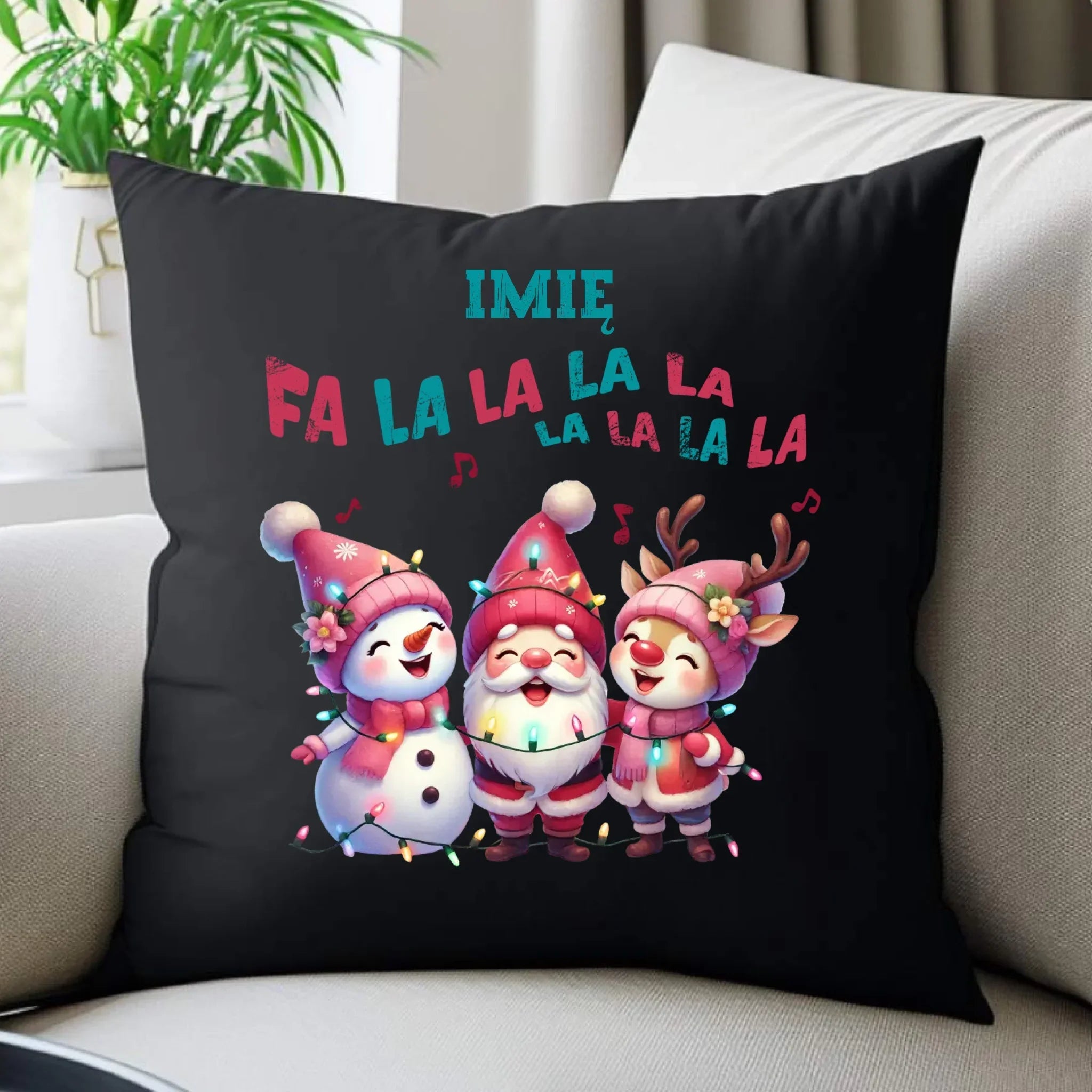 Poduszka dekoracyjna świąteczna - Fa la la la - personalizowana BN51 - StoryCups.pl