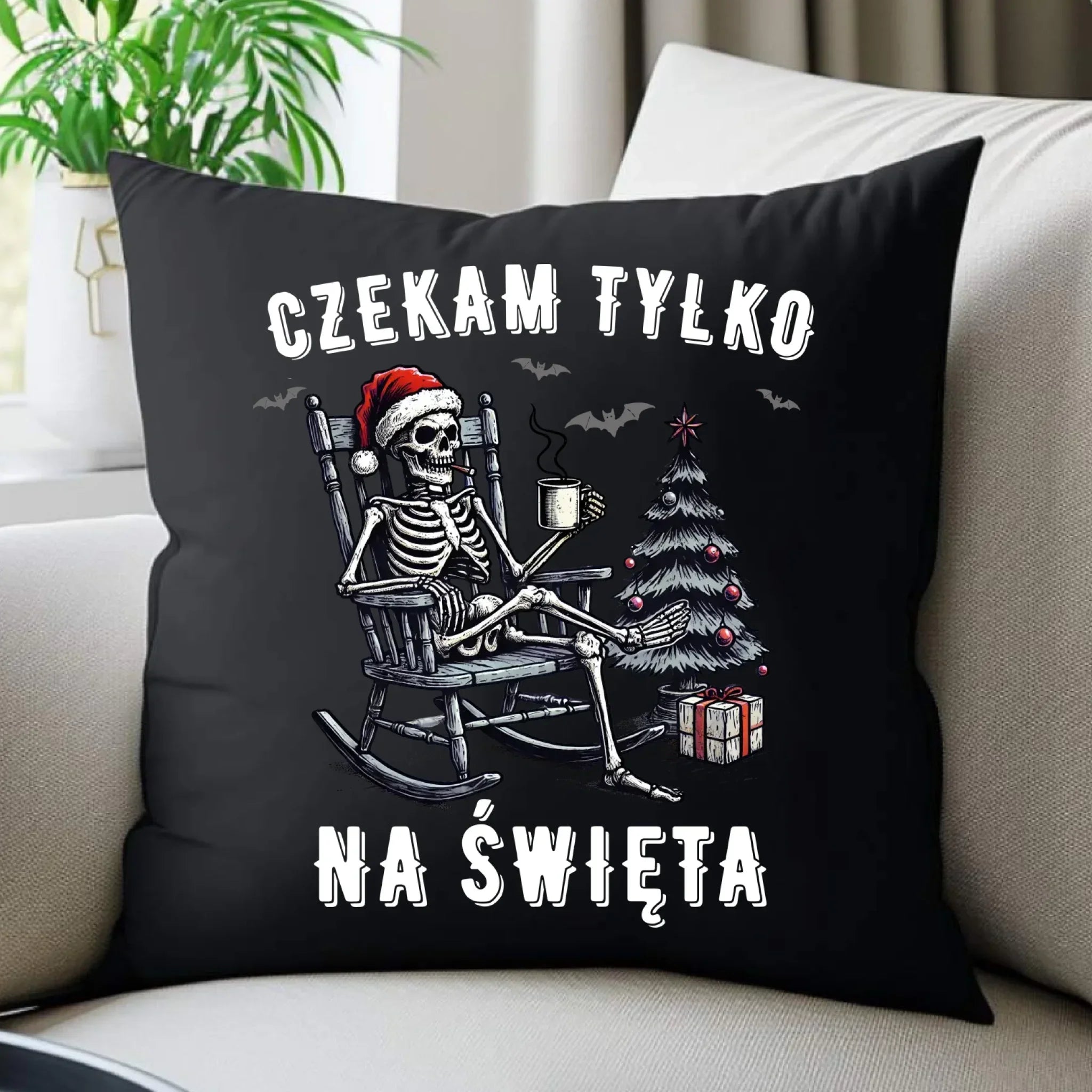Poduszka dekoracyjna świąteczna - Czekam tylko na święta BN56 - StoryCups.pl