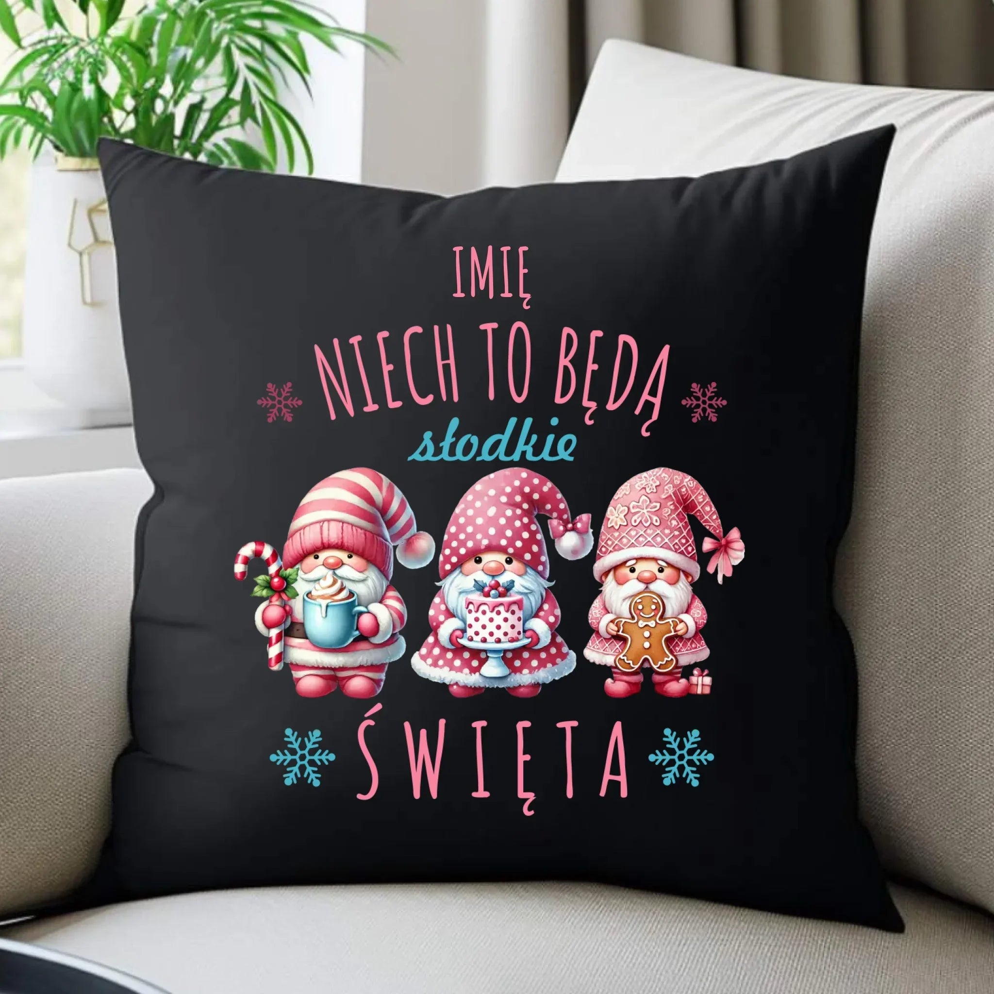 Poduszka dekoracyjna świąteczna - Skrzaty Słodkie Święta - personalizowana BN57 - StoryCups.pl