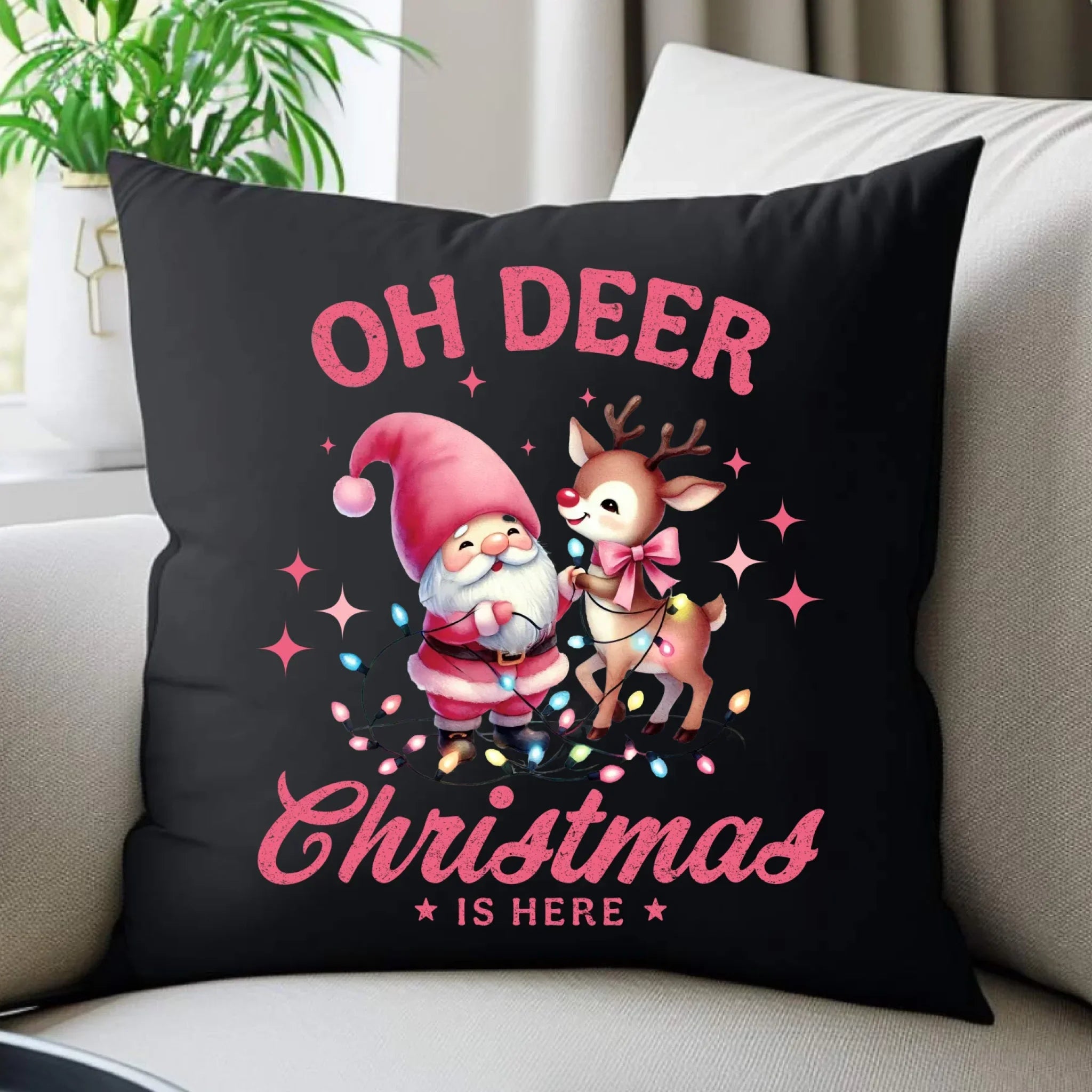 Poduszka dekoracyjna świąteczna - Oh deer Christmas is here BN59 - StoryCups.pl