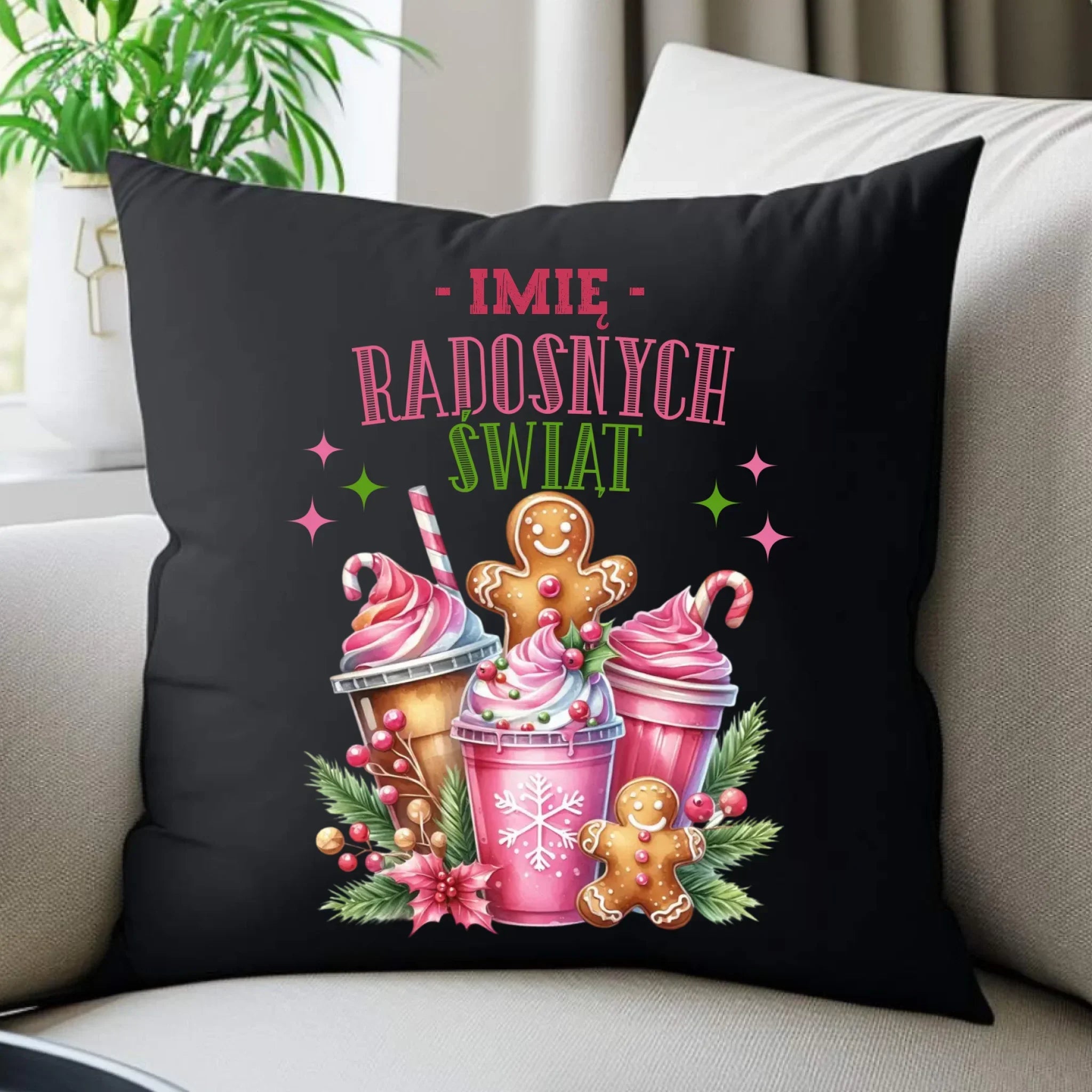 Poduszka dekoracyjna świąteczna - Radosnych Świąt - personalizowana BN58 - StoryCups.pl