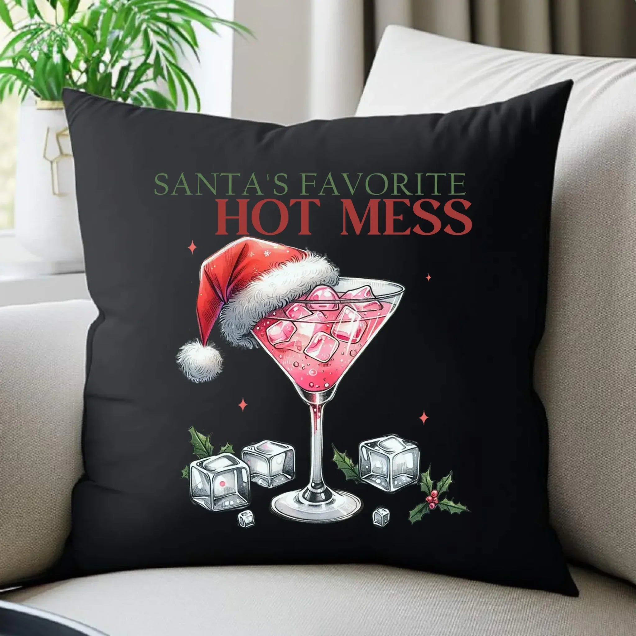 Poduszka dekoracyjna świąteczna - Santa's favorite hot mess BN75 - StoryCups.pl