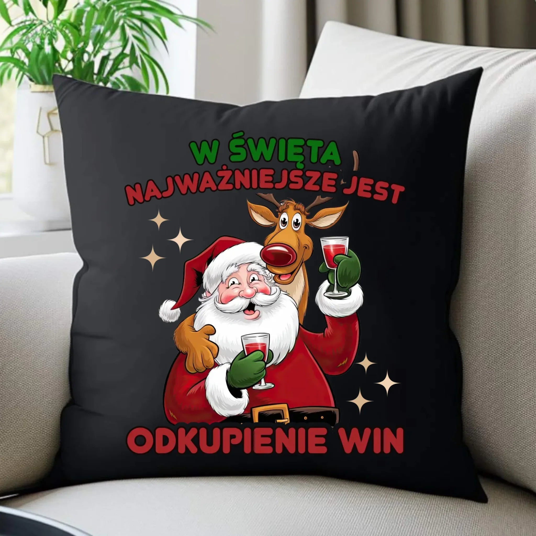 Poduszka dekoracyjna świąteczna - W święta najważniejsze jest odkupienie win BN73 - StoryCups.pl
