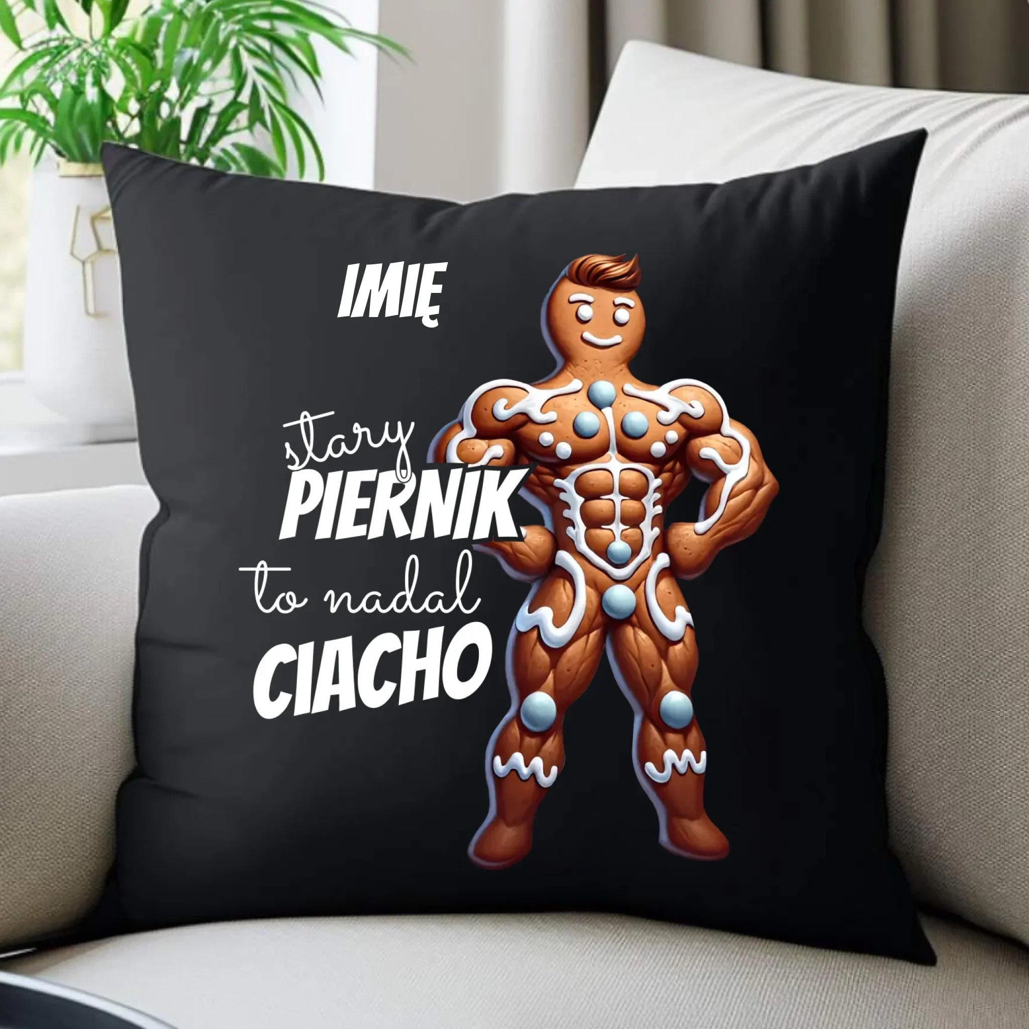 Poduszka dekoracyjna świąteczna - Stary piernik to nadal ciacho - personalizowana BN23 - StoryCups.pl