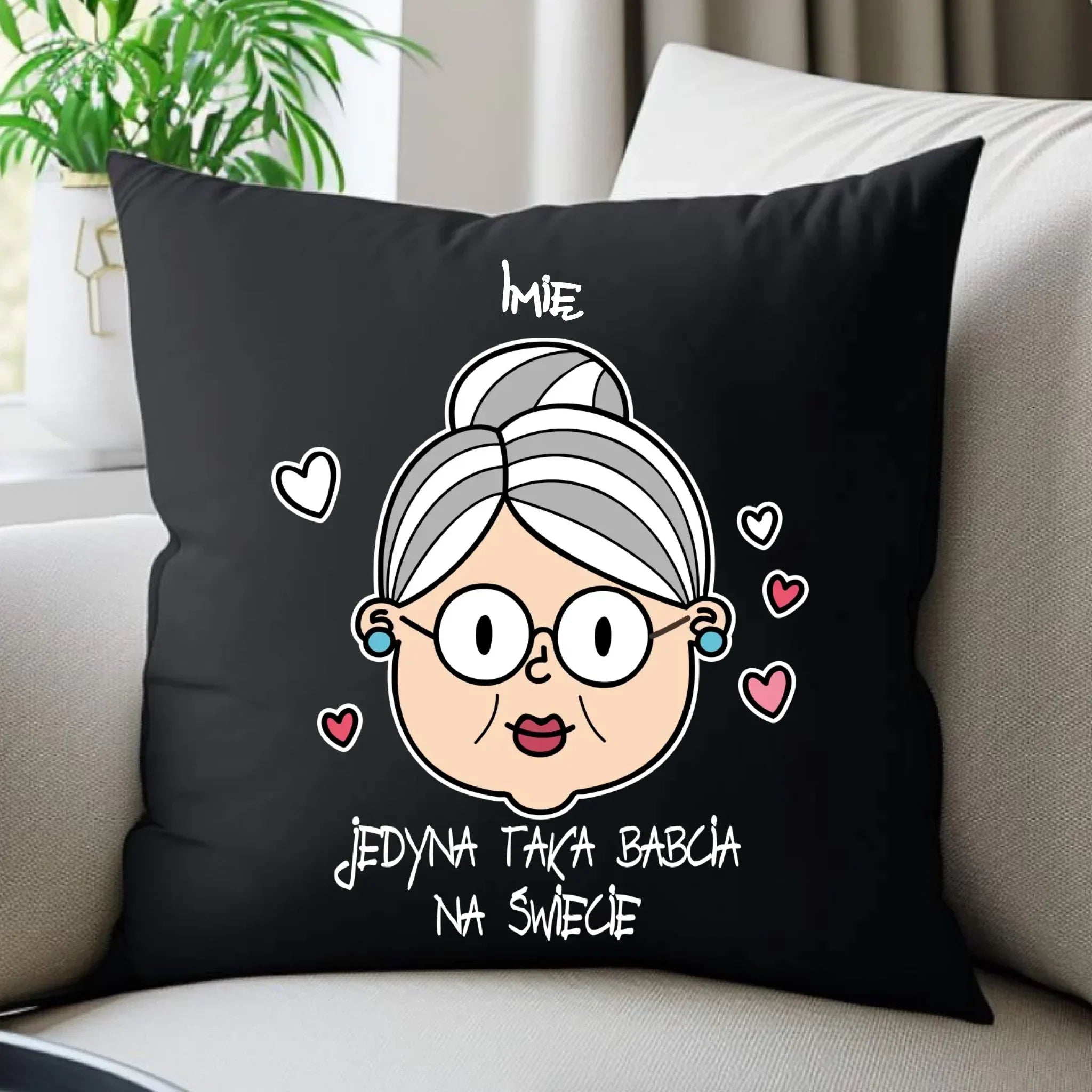 Poduszka dekoracyjna dla babci - Jedyna taka babcia na świecie - personalizowana B15 - StoryCups.pl