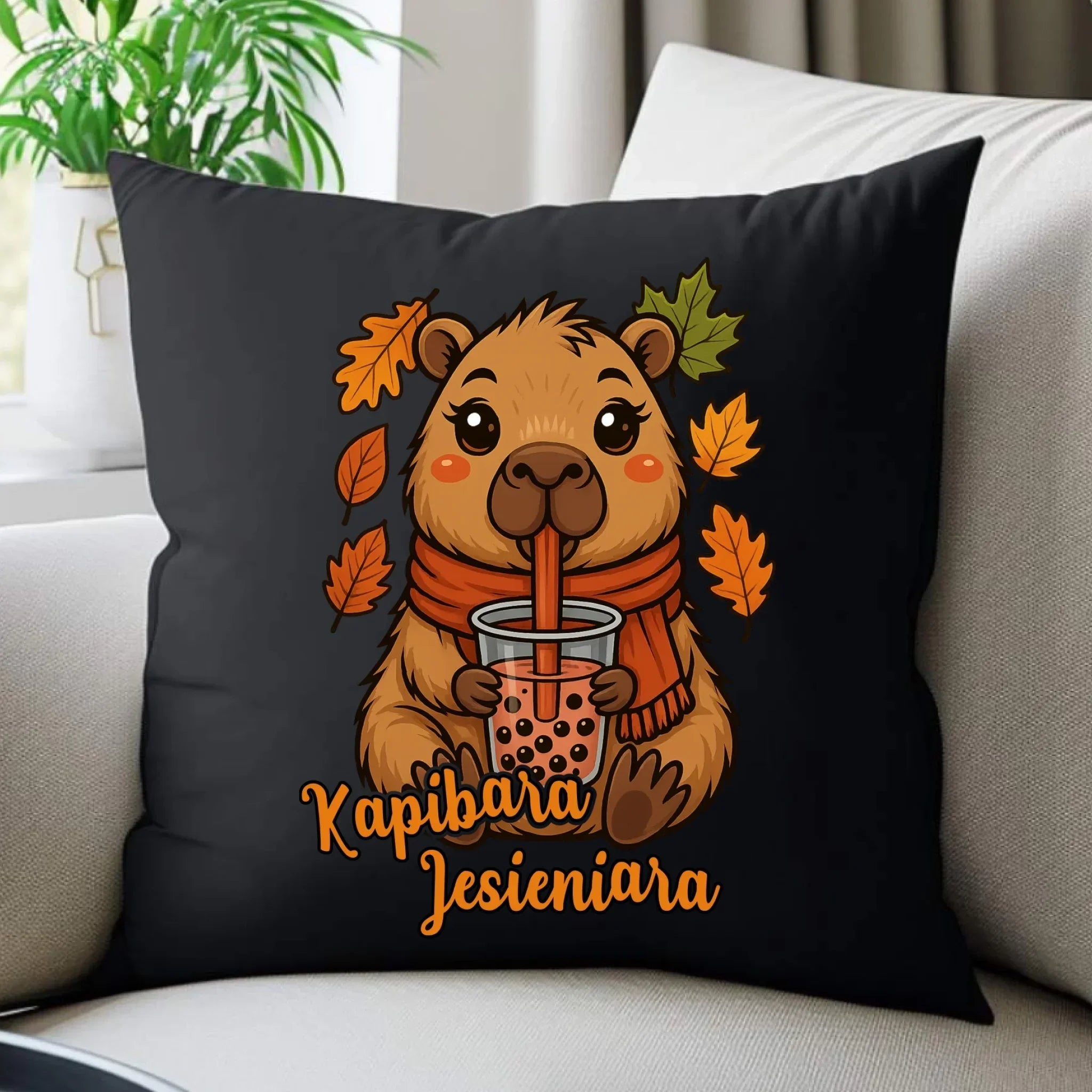 Poduszka dekoracyjna jesienna - Kapibara Jesieniara JS19 - StoryCups.pl