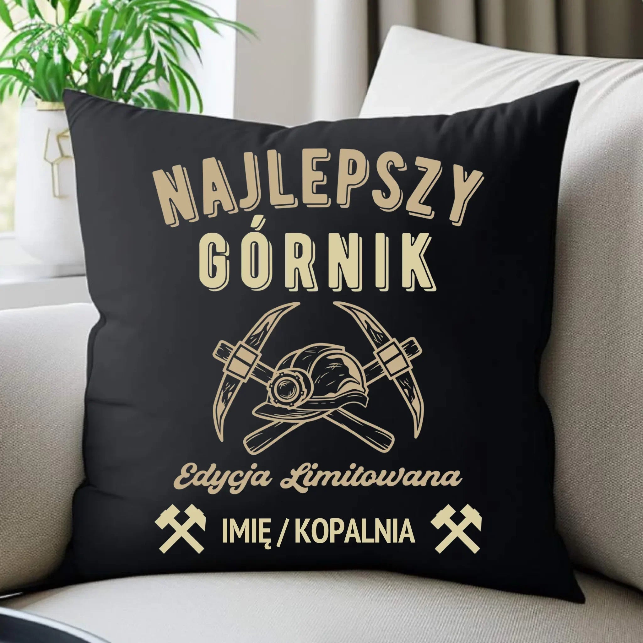 Poduszka dekoracyjna - prezent dla górnika - Najlepszy górnik - personalizowana G27 - StoryCups.pl