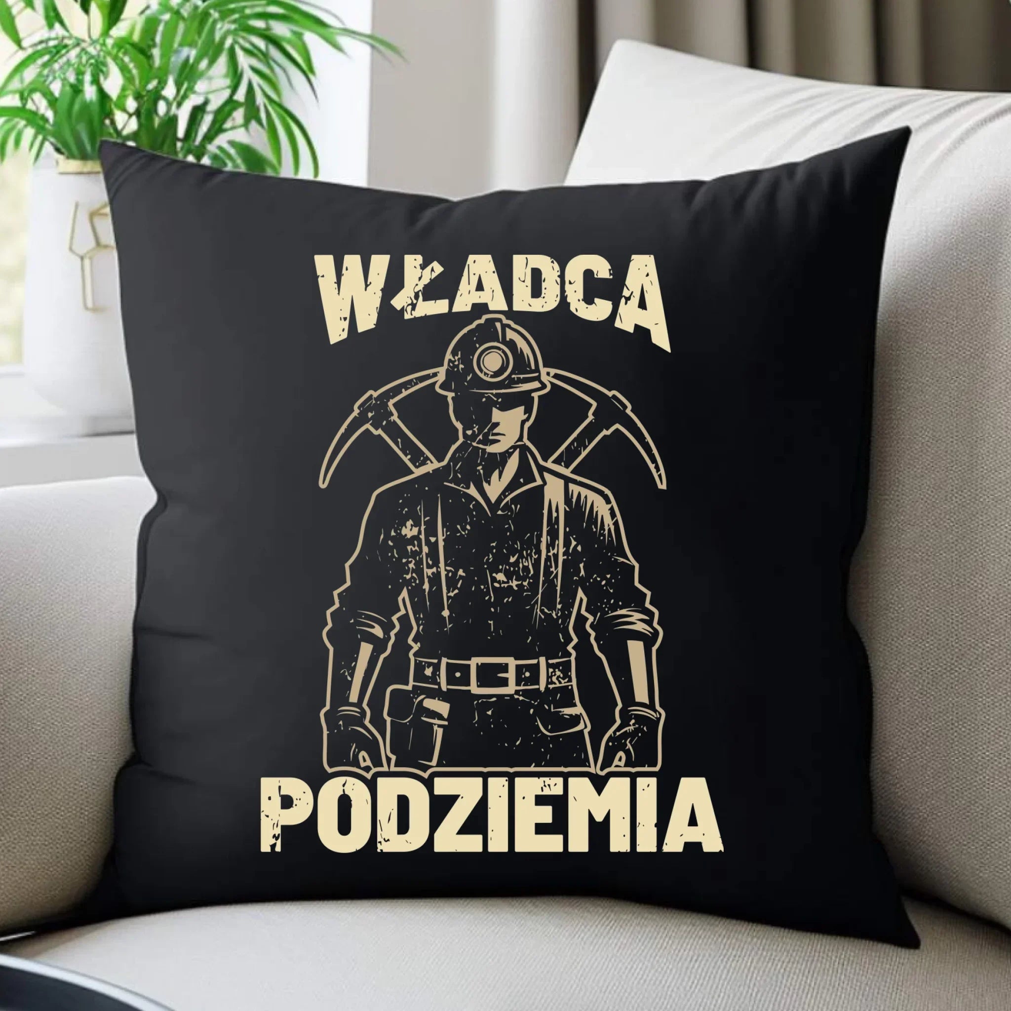 Poduszka dekoracyjna - prezent dla górnika - Władca podziemia G25 - StoryCups.pl