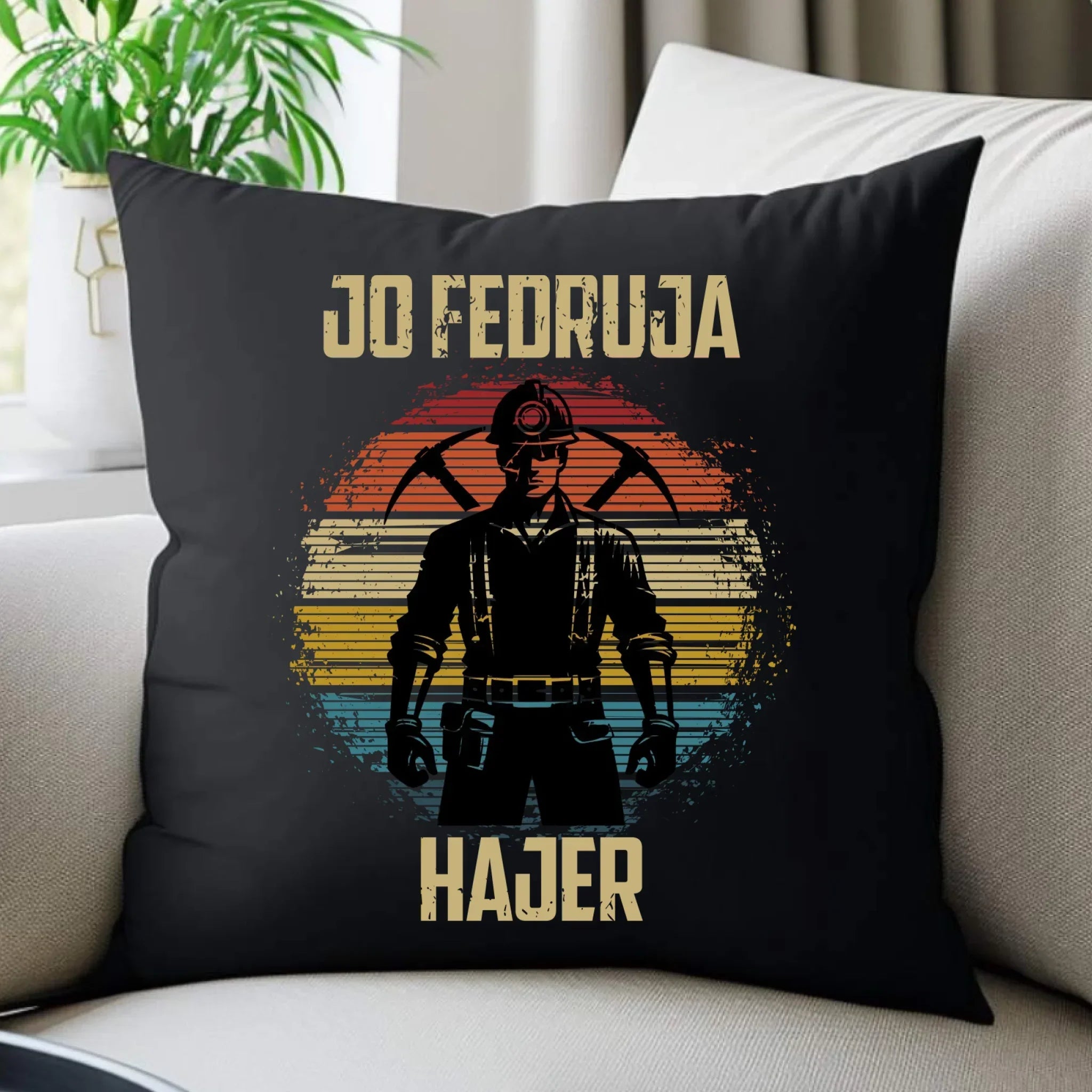 Poduszka dekoracyjna - prezent dla górnika - Jo fedruja Hajer G26 - StoryCups.pl