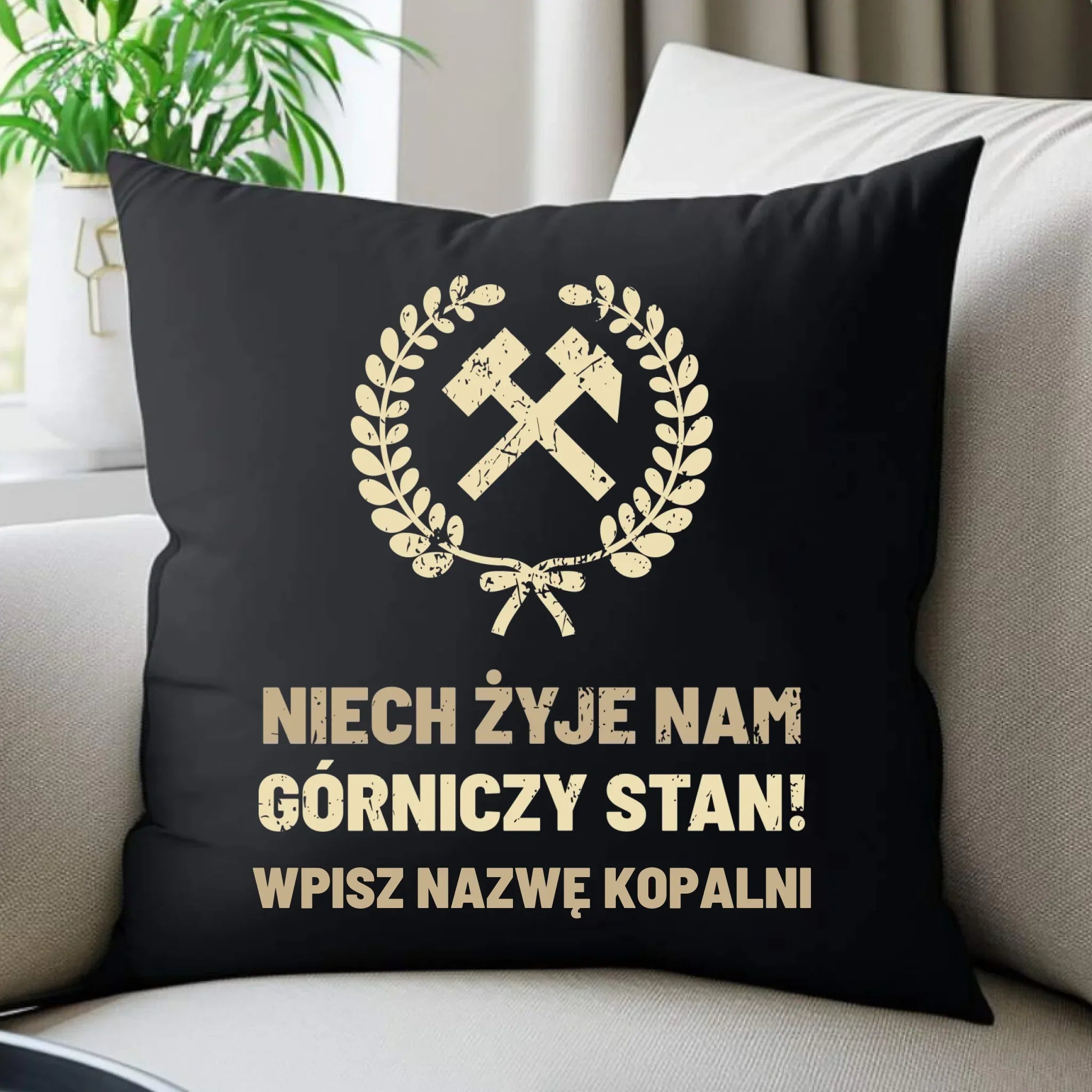 Poduszka dekoracyjna - prezent dla górnika - Niech żyje nam górniczy stan - personalizowana G24 - StoryCups.pl