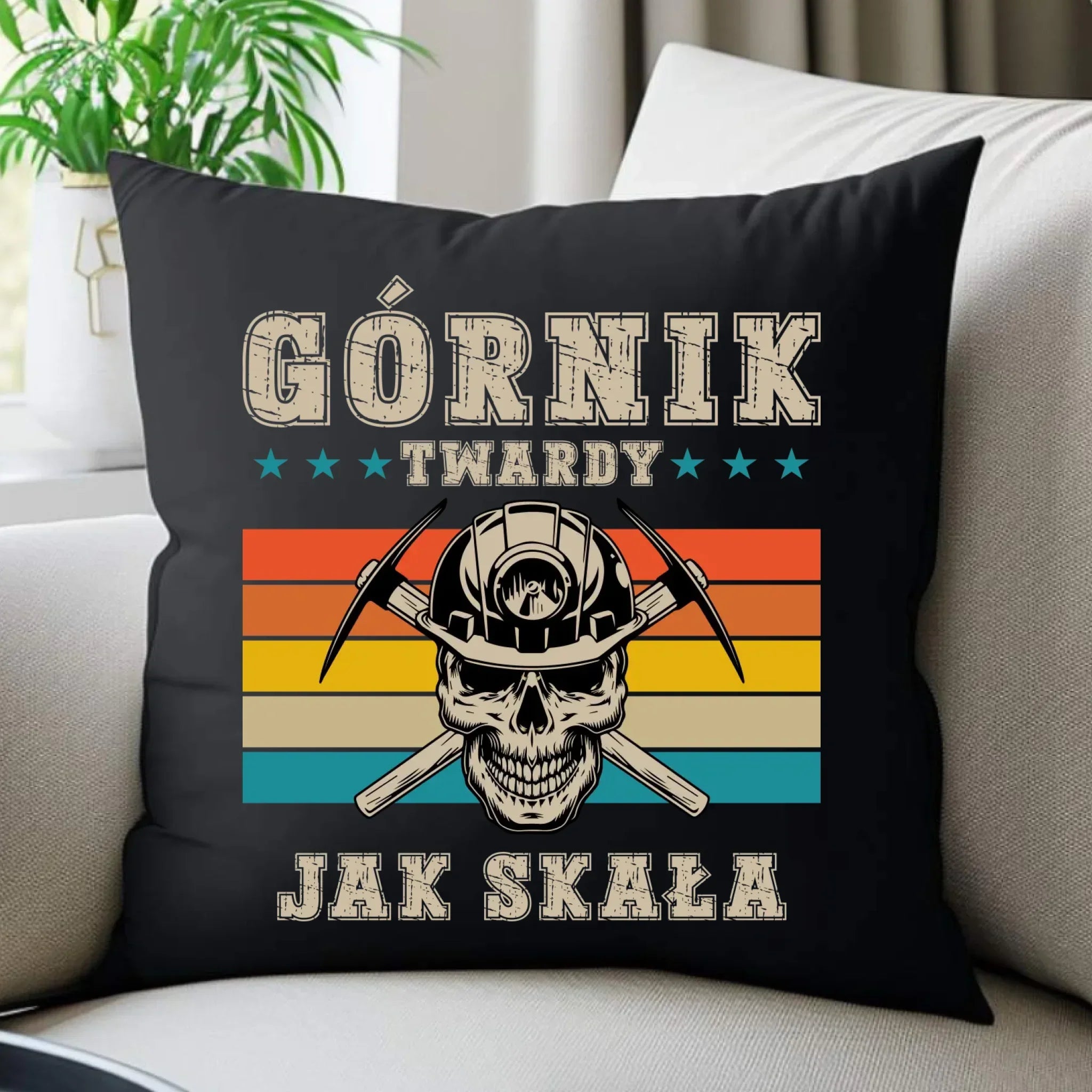 Poduszka dekoracyjna - prezent dla górnika - Górnik twardy jak skała G21 - StoryCups.pl