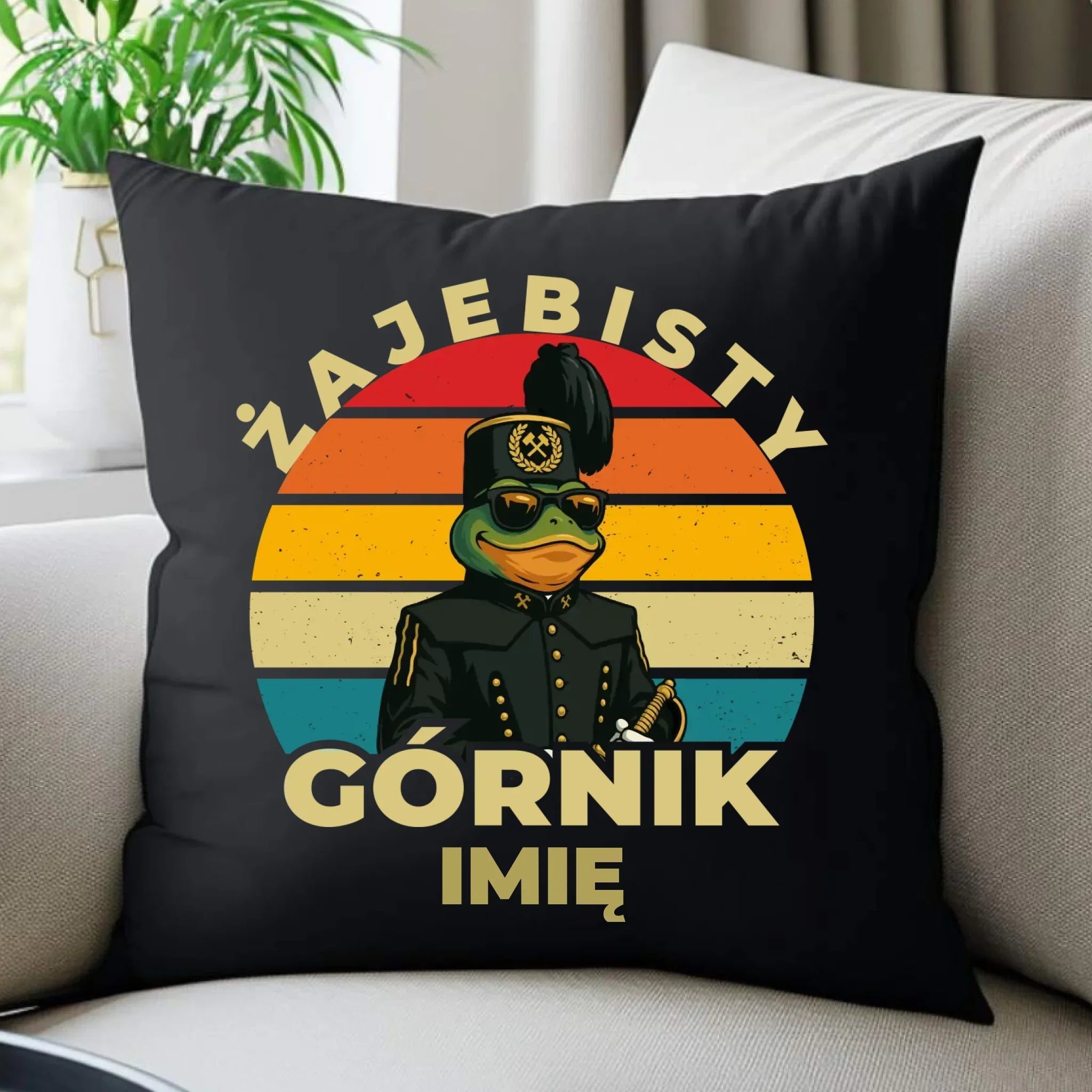 Poduszka dekoracyjna - prezent dla górnika - Żajebisty górnik - personalizowana G19 - StoryCups.pl